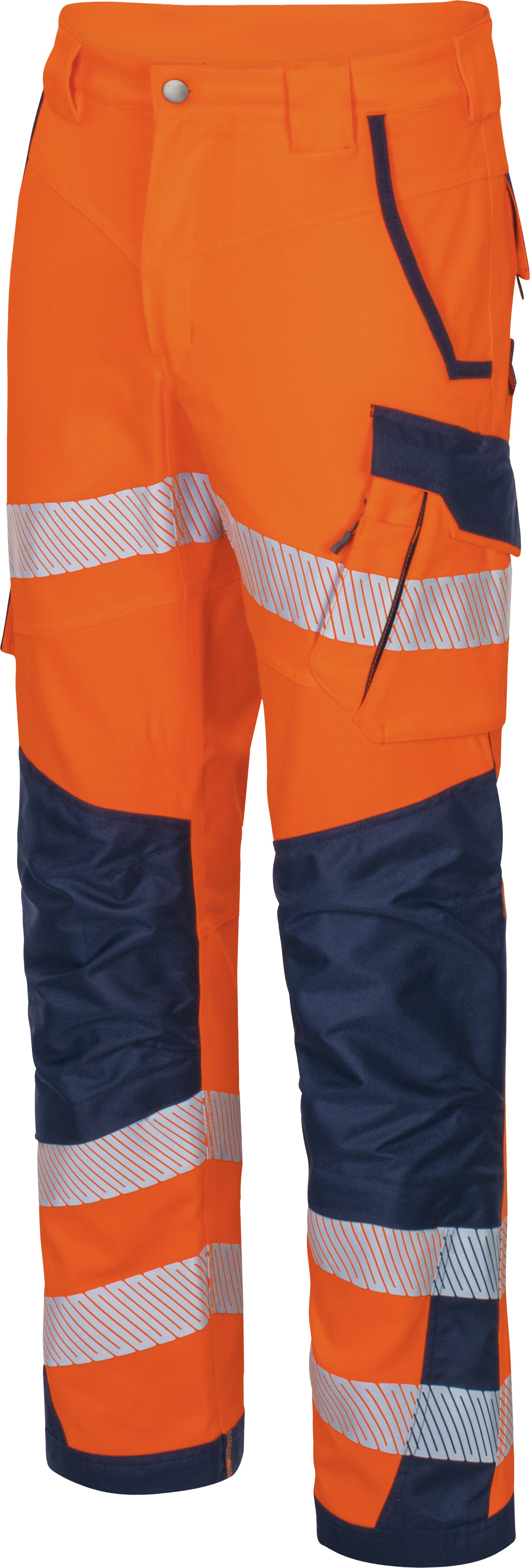 vizwell Arbeitshose Warnschutz Bundhose HiVis elastisch dehnbar warnorange warngelb reißfest und elastisch - knitterfrei sowie pflege- und bügelleicht