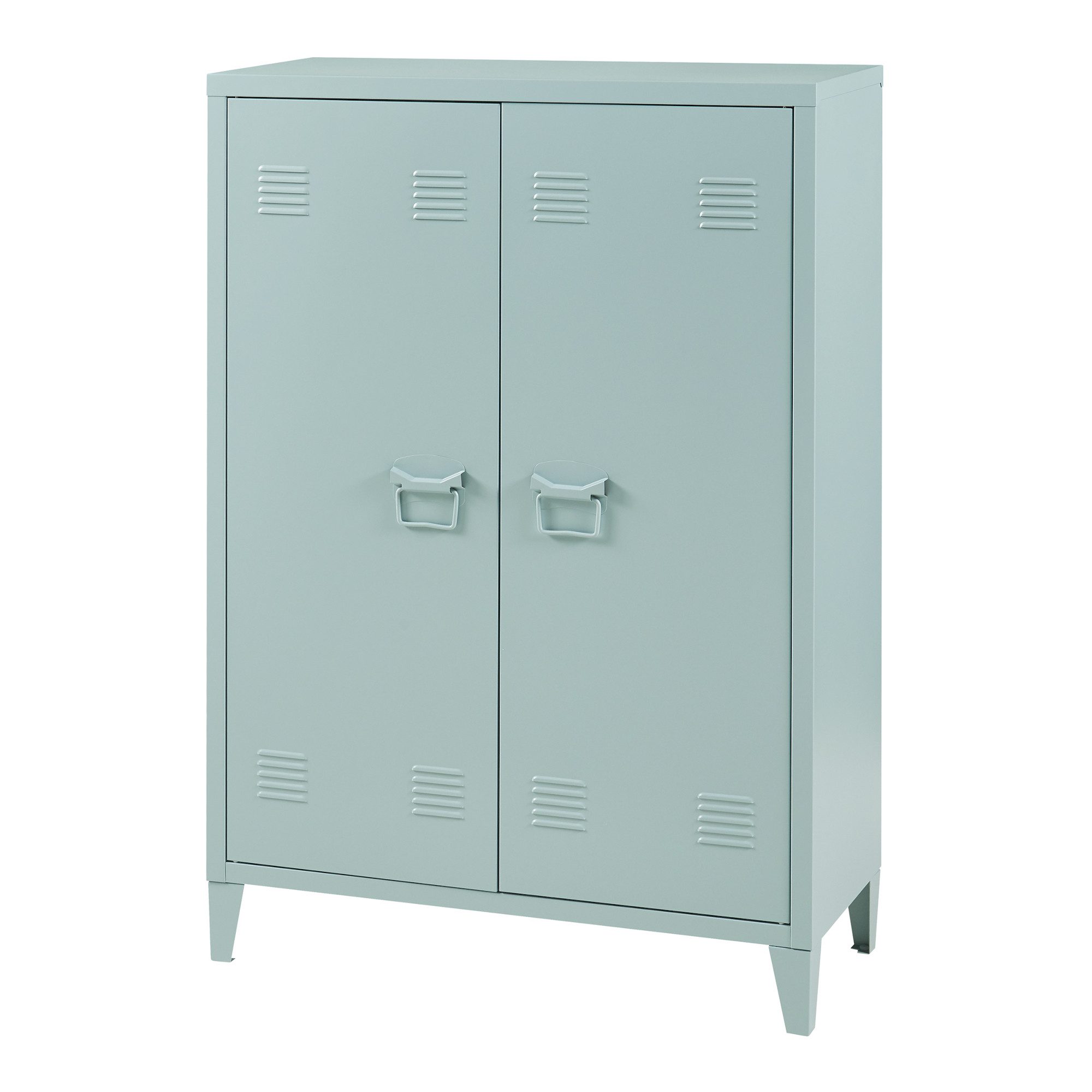 en.casa Aktenschrank »Oripää« mit 2 Türen Stahl 110x75x33 cm Graublau