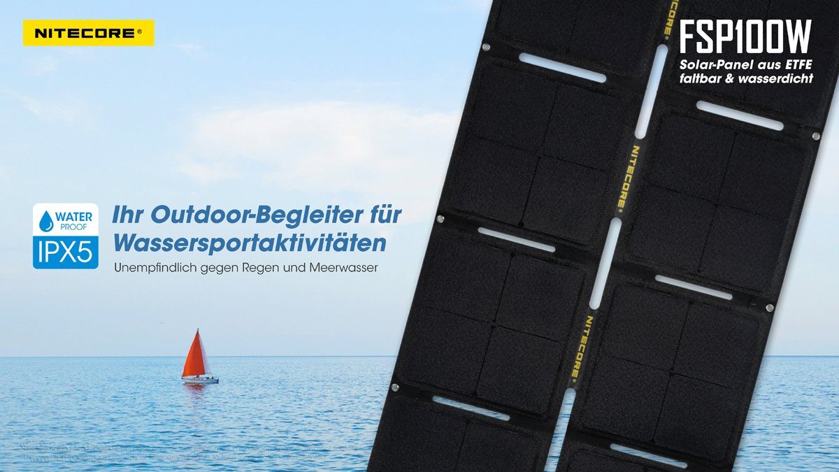 Solarpanel FSP100W 100W Nitecore Akku Nitecore IPX5-