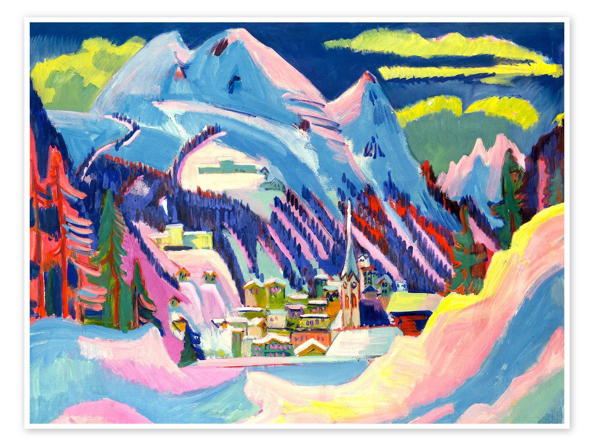 Posterlounge Wandbild Davos im Winter, Ernst Ludwig Kirchner, erhältlich als Poster, Leinwandbild, Wandsticker oder Acrylglasbild