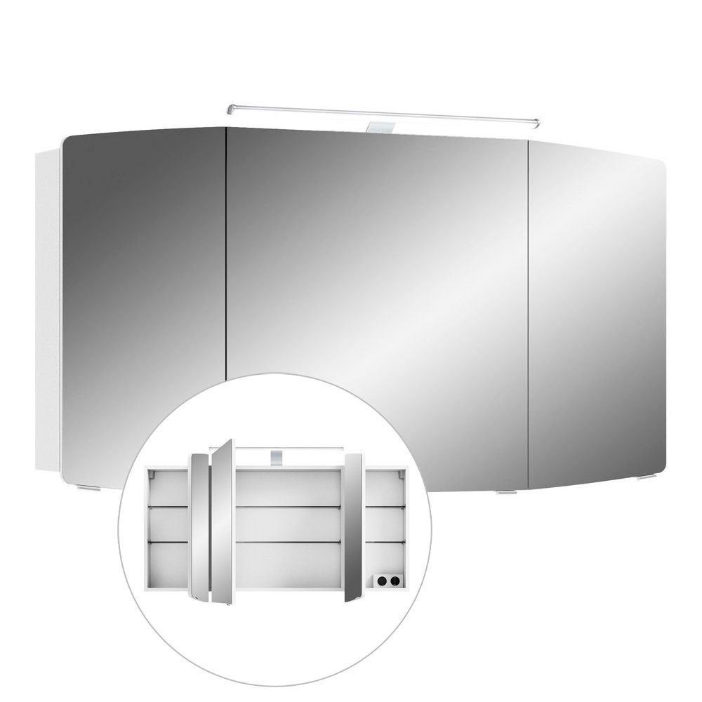 LED-Beleuchtung, Lomadox 120cm weiß, 120/67/17 B/H/T: inkl. Badezimmer in CERVIA-66 cm Spiegelschrank