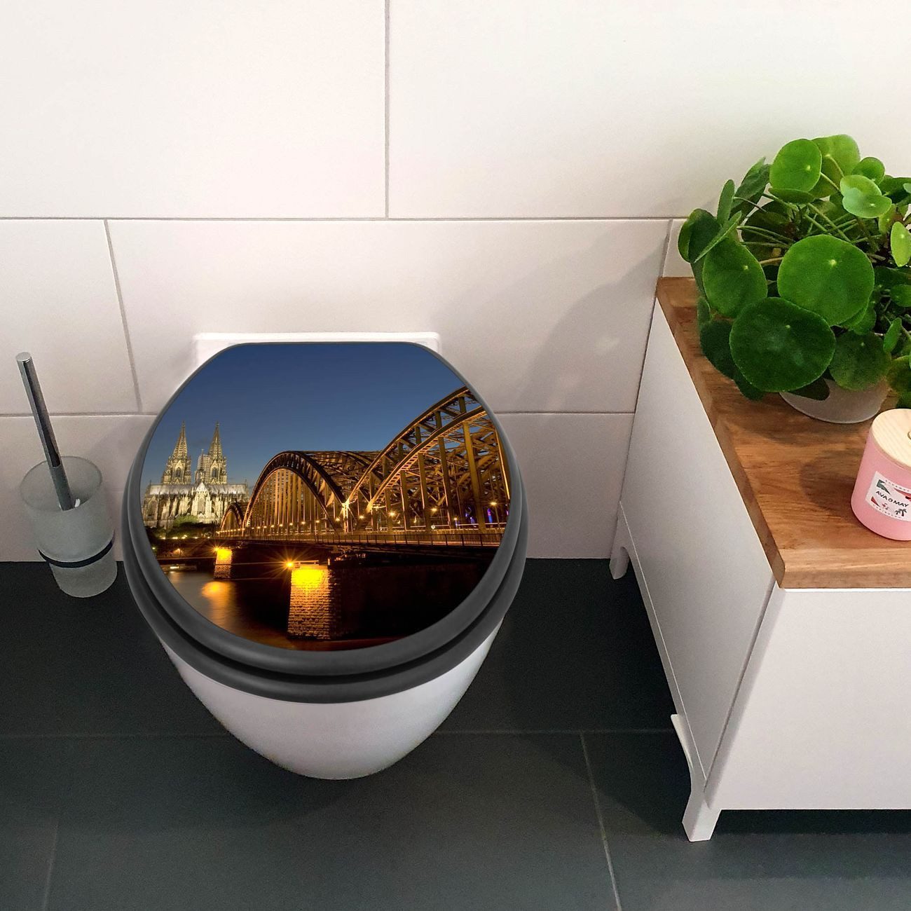 banjado WC-Sitz Anthrazit Motiv Köln (umweltfreundliches Material, integrie günstig online kaufen