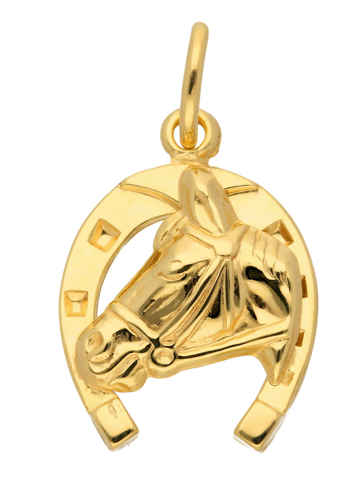 Adelia´s Kettenanhänger 333 Gold Anhänger für Goldschmuck im Damen Pferdekopf Hufeisen