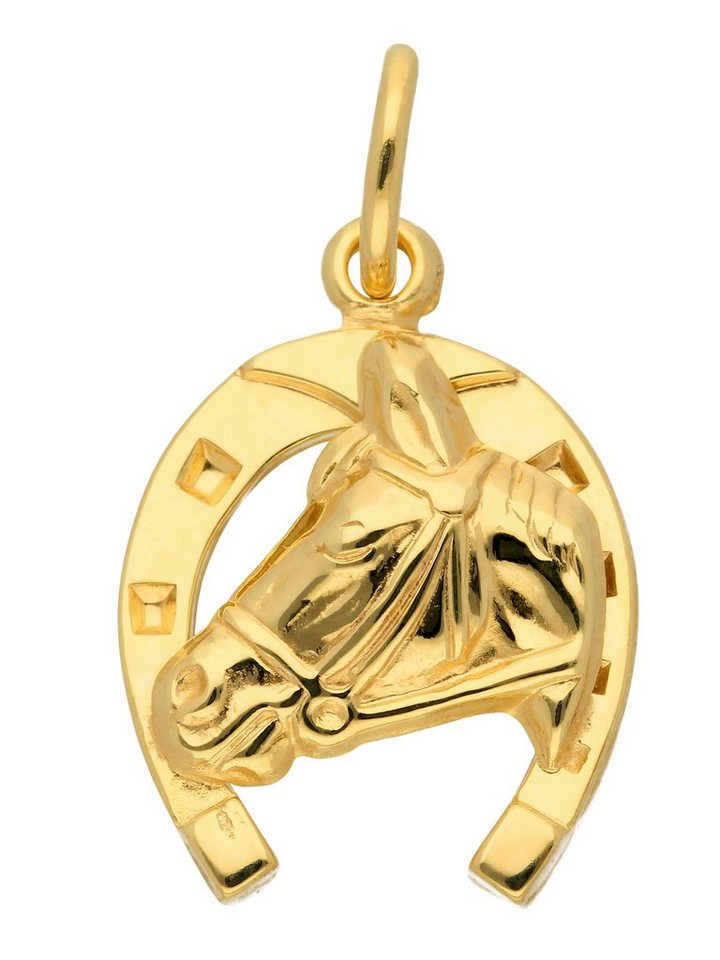 Adelia´s Kettenanhänger 333 Gold Anhänger Pferdekopf im Hufeisen,  Goldschmuck für Damen