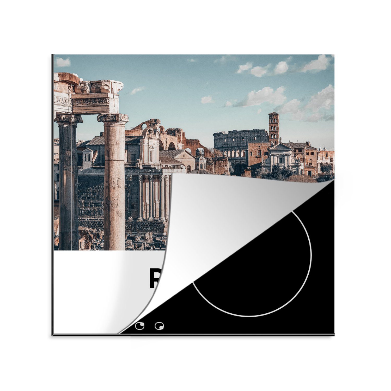 MuchoWow Herdblende-/Abdeckplatte Rom - Italien - Architektur, Vinyl, (1 tlg), 78x78 cm, Ceranfeldabdeckung, Arbeitsplatte für küche