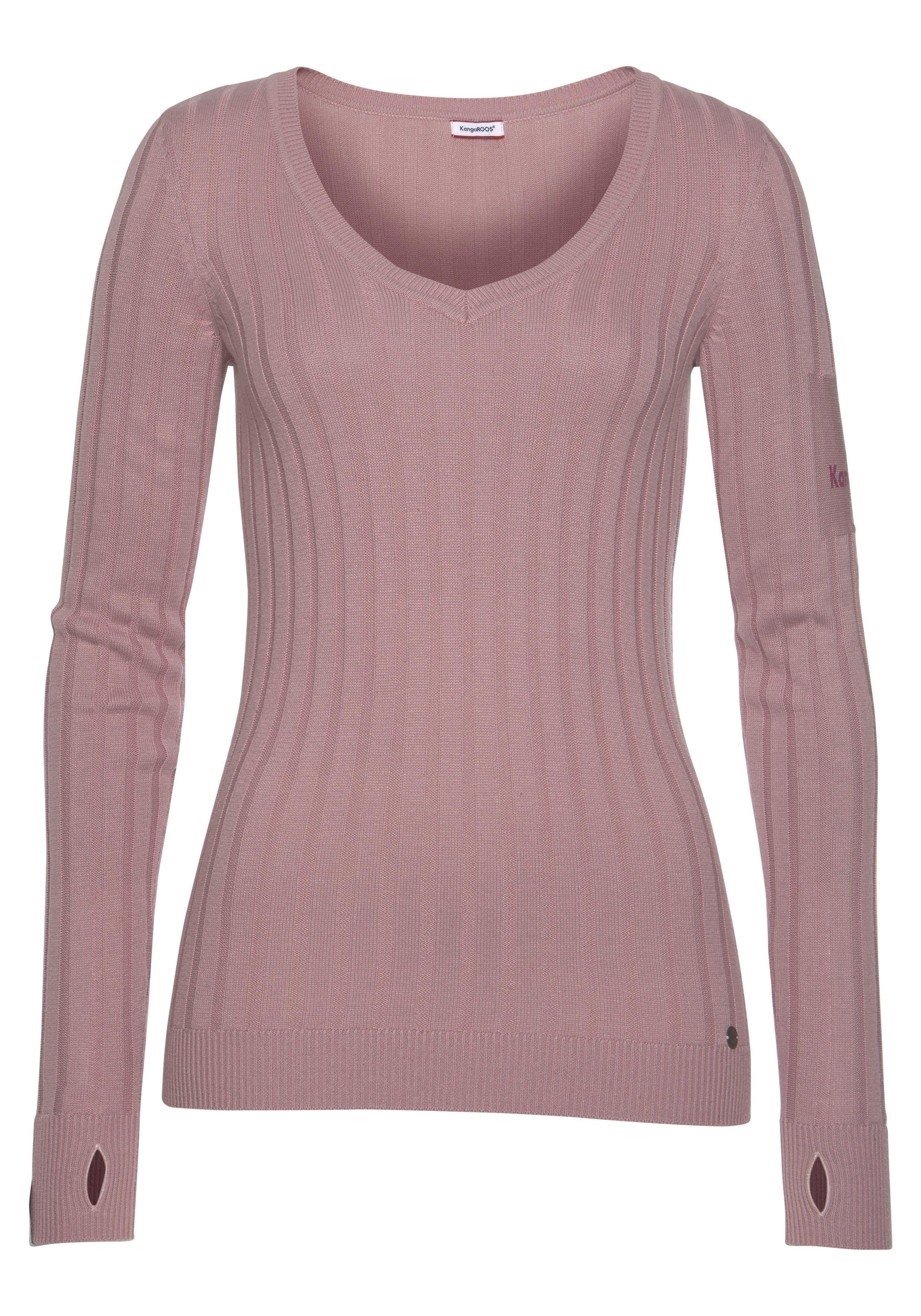 KangaROOS V-Ausschnitt-Pullover in breit geripptem Feinstrick. Reduzierter Preis € 27,29. Unverbindliche Preisempfehlung € 38,99, (€ 27,29 pro 1 Stk)