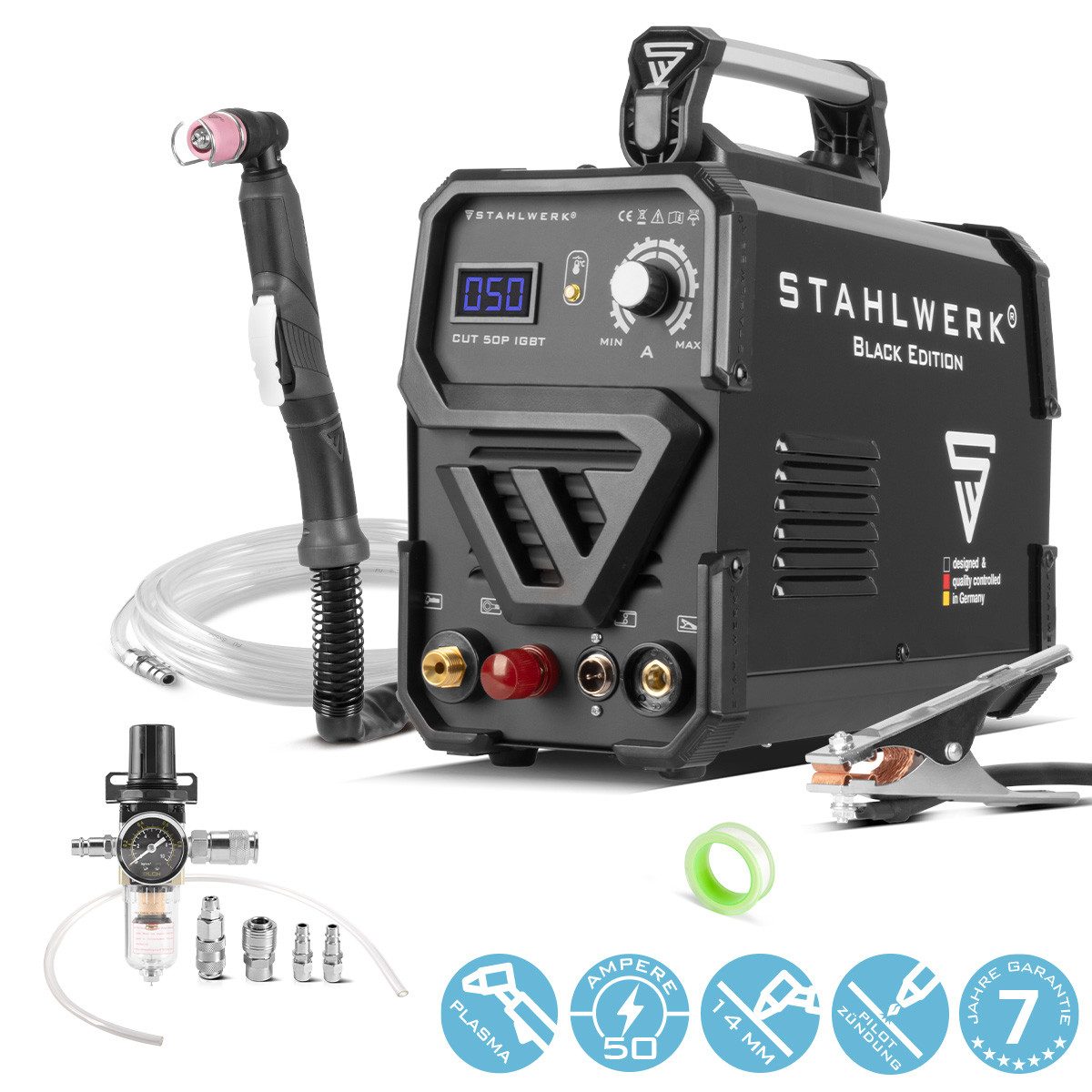 STAHLWERK Plasmaschneidegerät Plasmaschneider CUT 50 Pilot IGBT mit Pilotzündung, 15 - 50 A, Packung, 1-tlg., Einzelgerät, bis 14 mm Schneidleistung