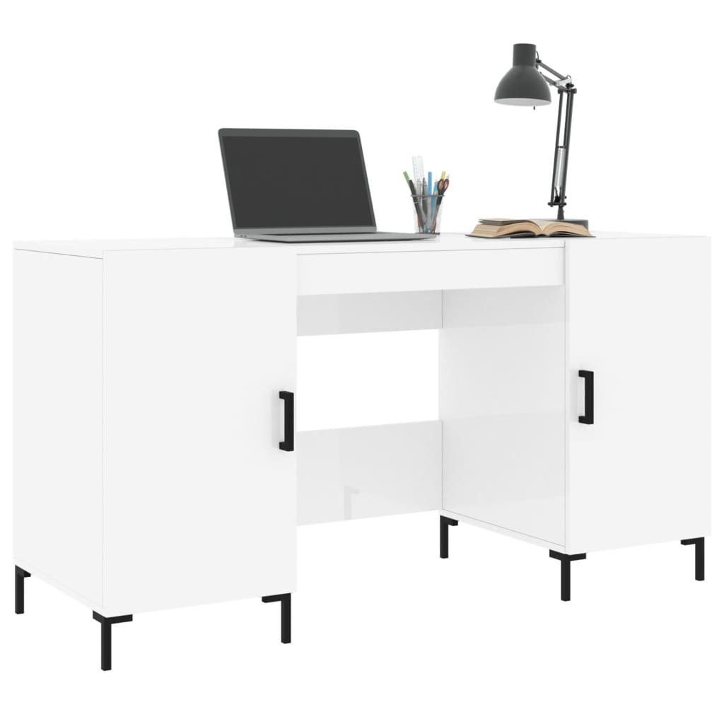 cm Holzwerkstoff Hochglanz-Weiß Schreibtisch furnicato 140x50x75