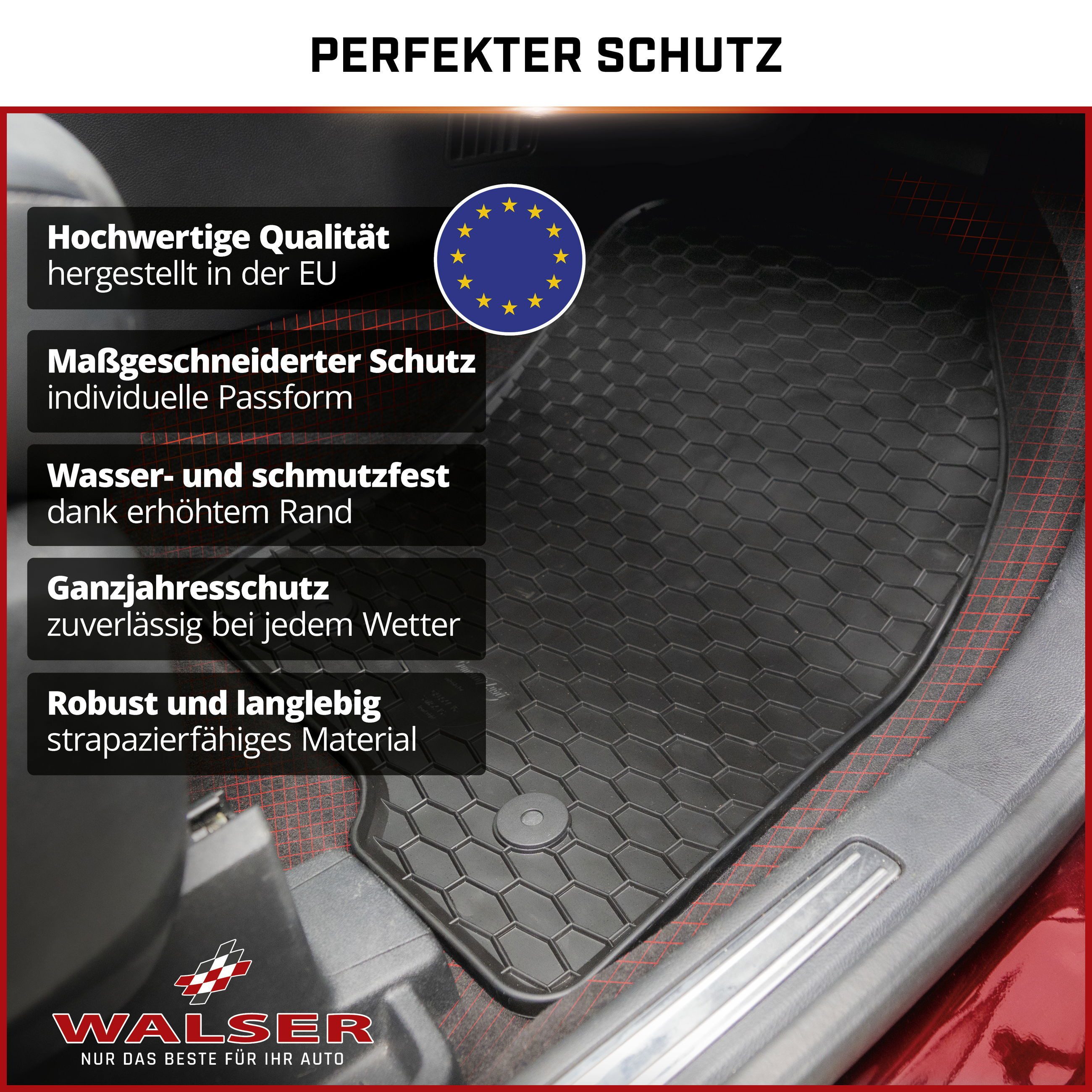 WALSER Auto-Fußmatten Gummimatten passend für BYD TANG 06/2018-Heute (2 St), für BYD TANG BYD TANG, YB 06/2018-, TANG 06/2018-
