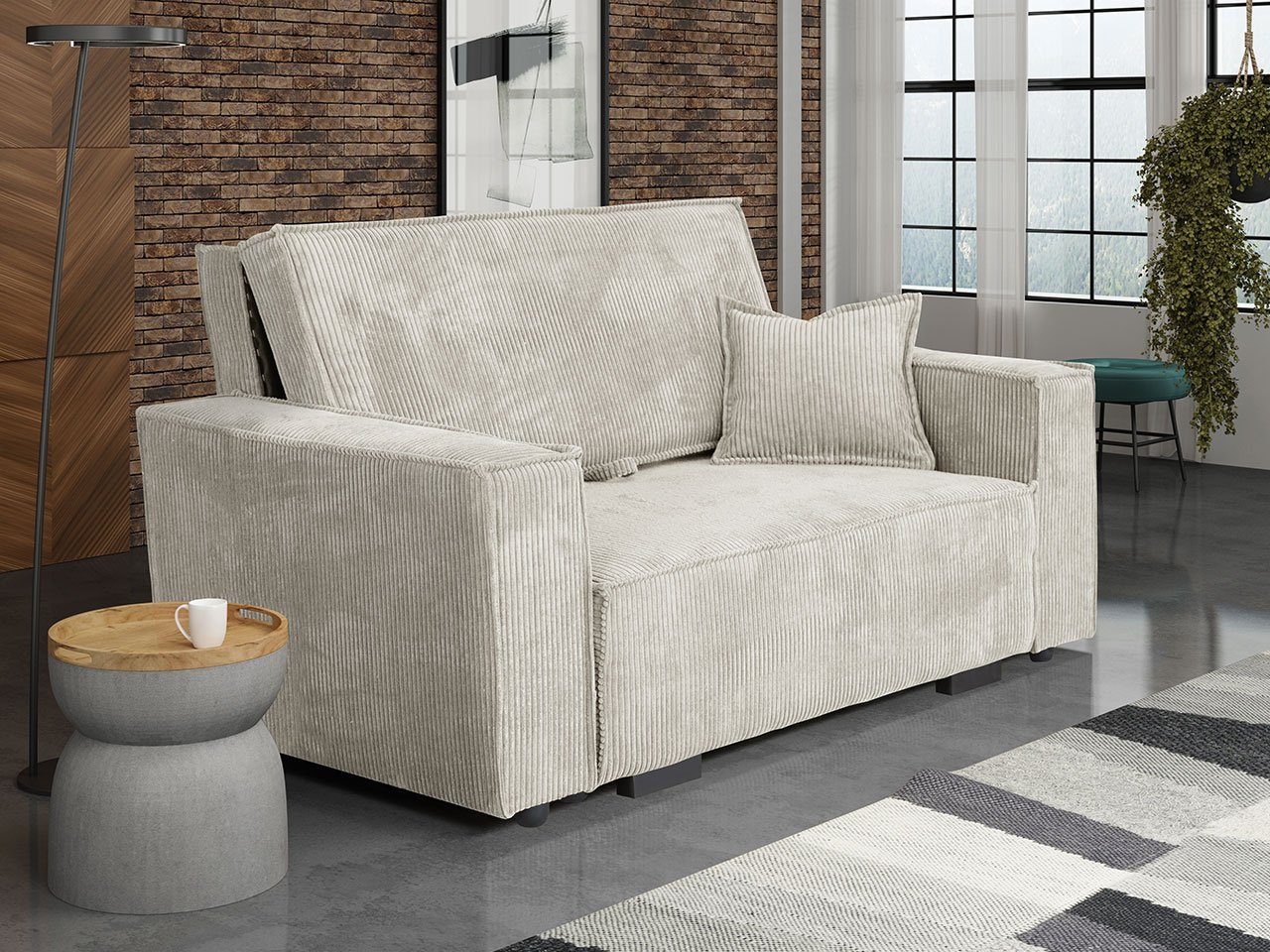 MIRJAN24 Schlafsofa Viva Star II, mit Schlaffunktion und Bettkasten, 2 Sitzer Polstersofa inkl. Kissen, Schlafsofa