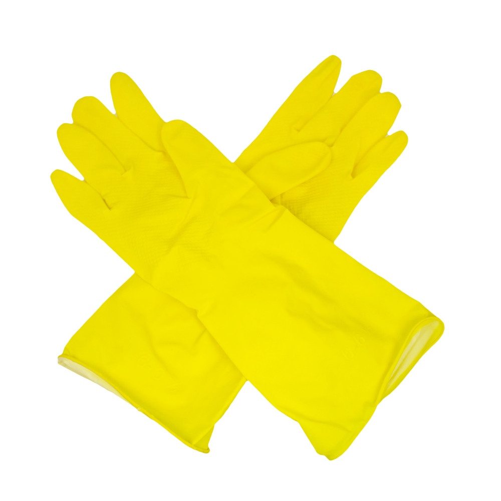 Romed Latexhandschuhe Haushaltshandschuhe gelb 100% Naturlatex Handschuhinneres leicht beflockt