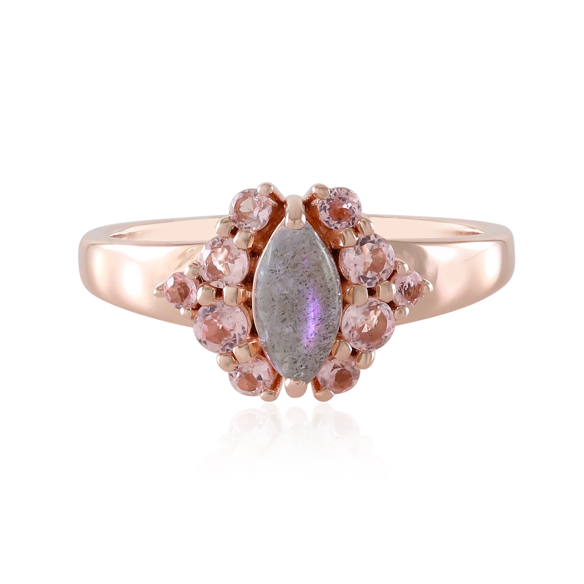 Silberring Cavill Ring Sterlingsilber rosévergoldet, 0,99 ct pinker Labradorit