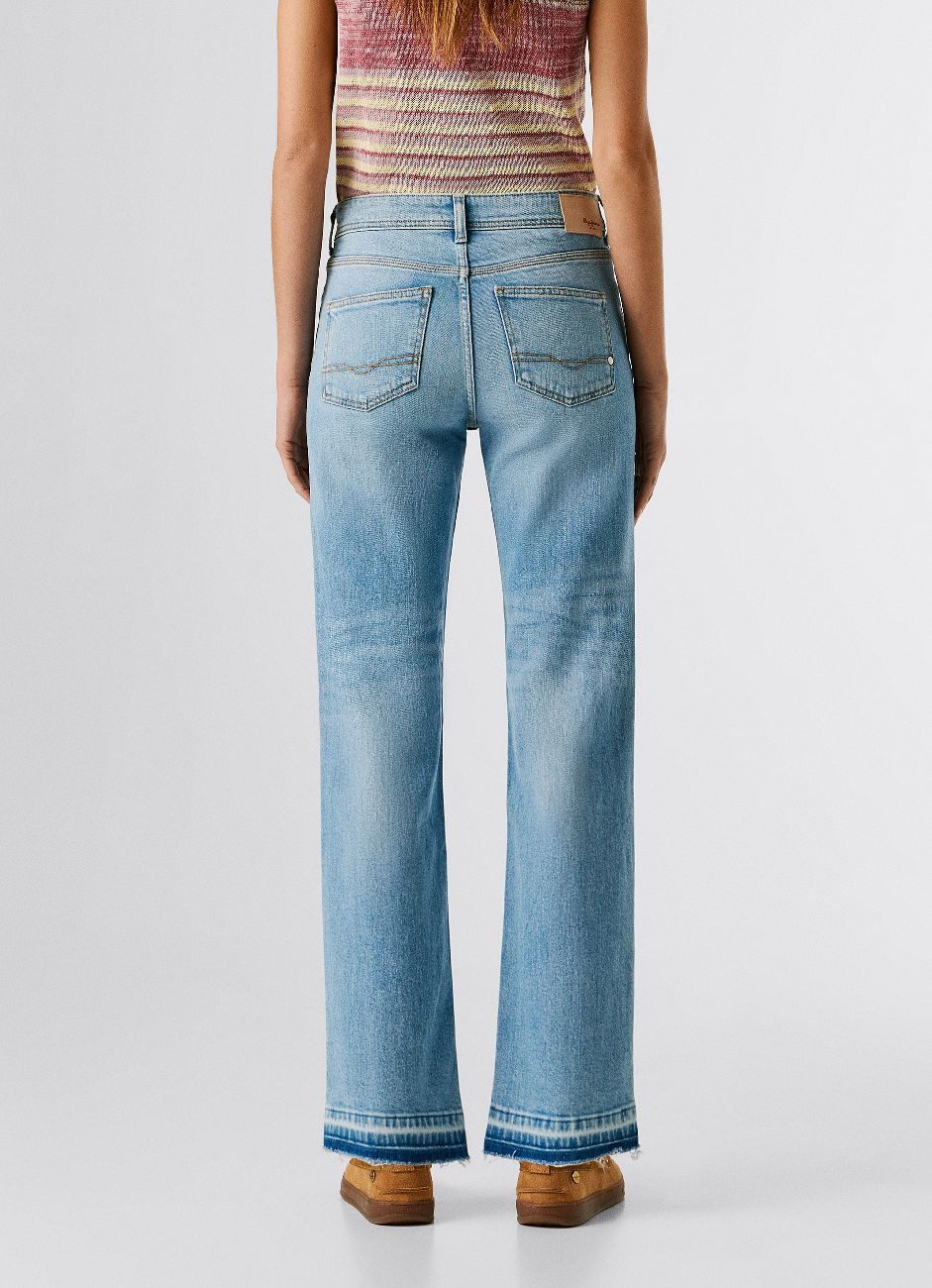 Pepe Jeans 5-Pocket-Jeans STRAIGHT JEANS MW ARROW mit leicht ausgefranstem Beinabschluss, Mid Waist