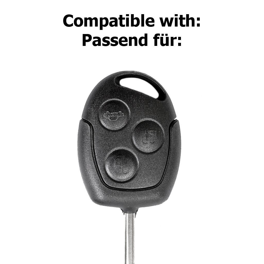 Schlüsseltasche Ford Fusion Galaxy S-MAX Mondeo Grau, Softcase Schutzhülle II Autoschlüssel Fiesta Focus Transit VI mt-key 3 für Silikon Knopf