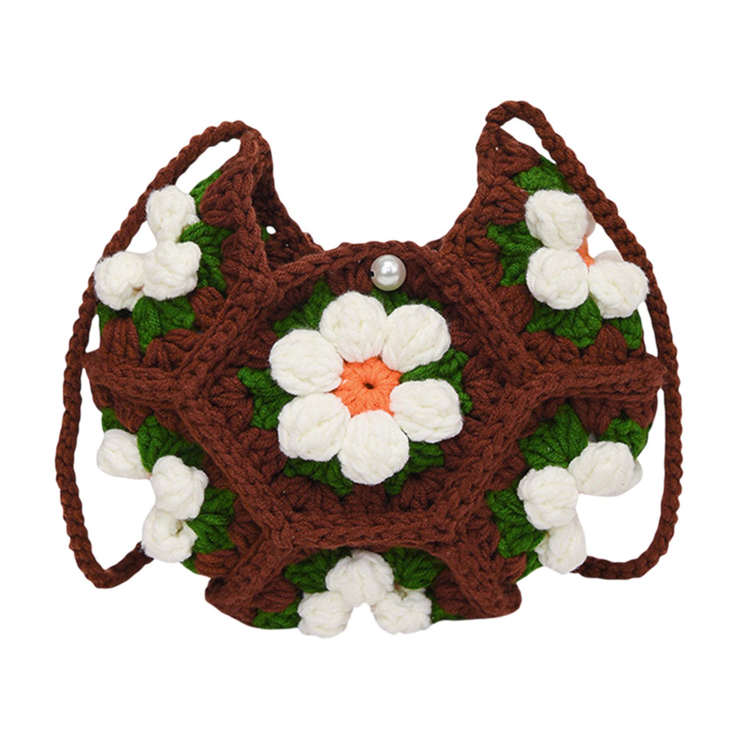Refttenw Schultertasche Damen Mädchen Handgehäkelt Blume Tasche Häkeln Schulter Umhängetasche