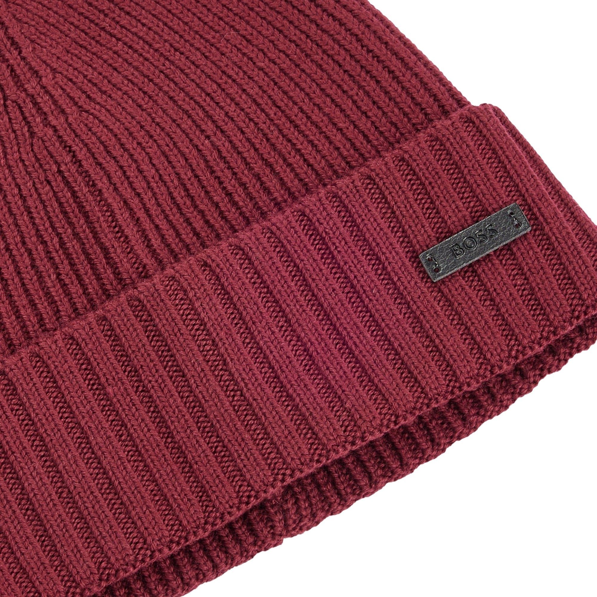 BOSS Strickmütze Fati - Mütze (dunkelrot) günstig online kaufen