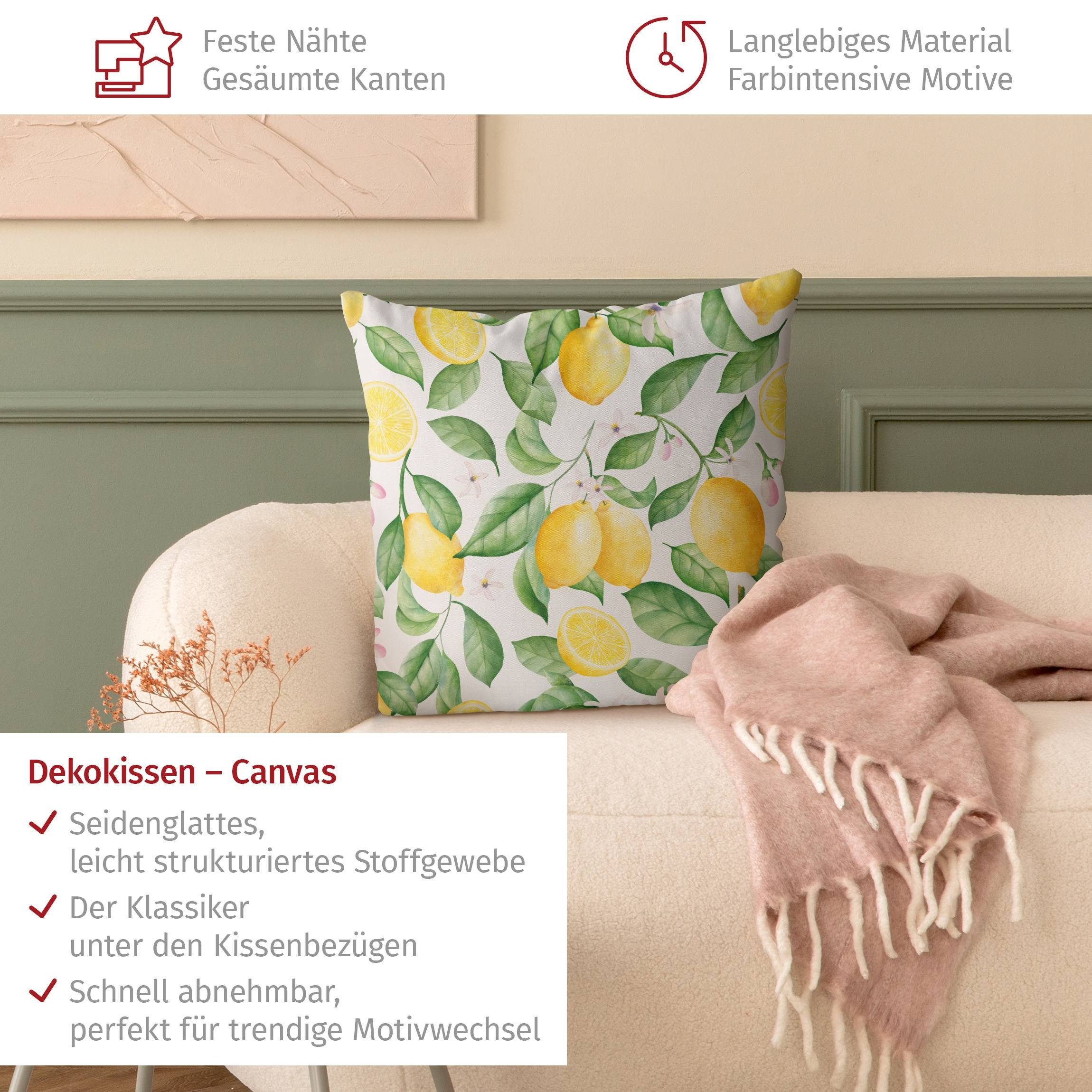 Bilderdepot24 Dekokissen drinnen Kissenhülle/ Sofakissen/ Zierkissen Kissenhülle gelb Kulinaris, Bezug Aquarell mit / ohne Füllung Zierkissen Outdoor Sofa Bett