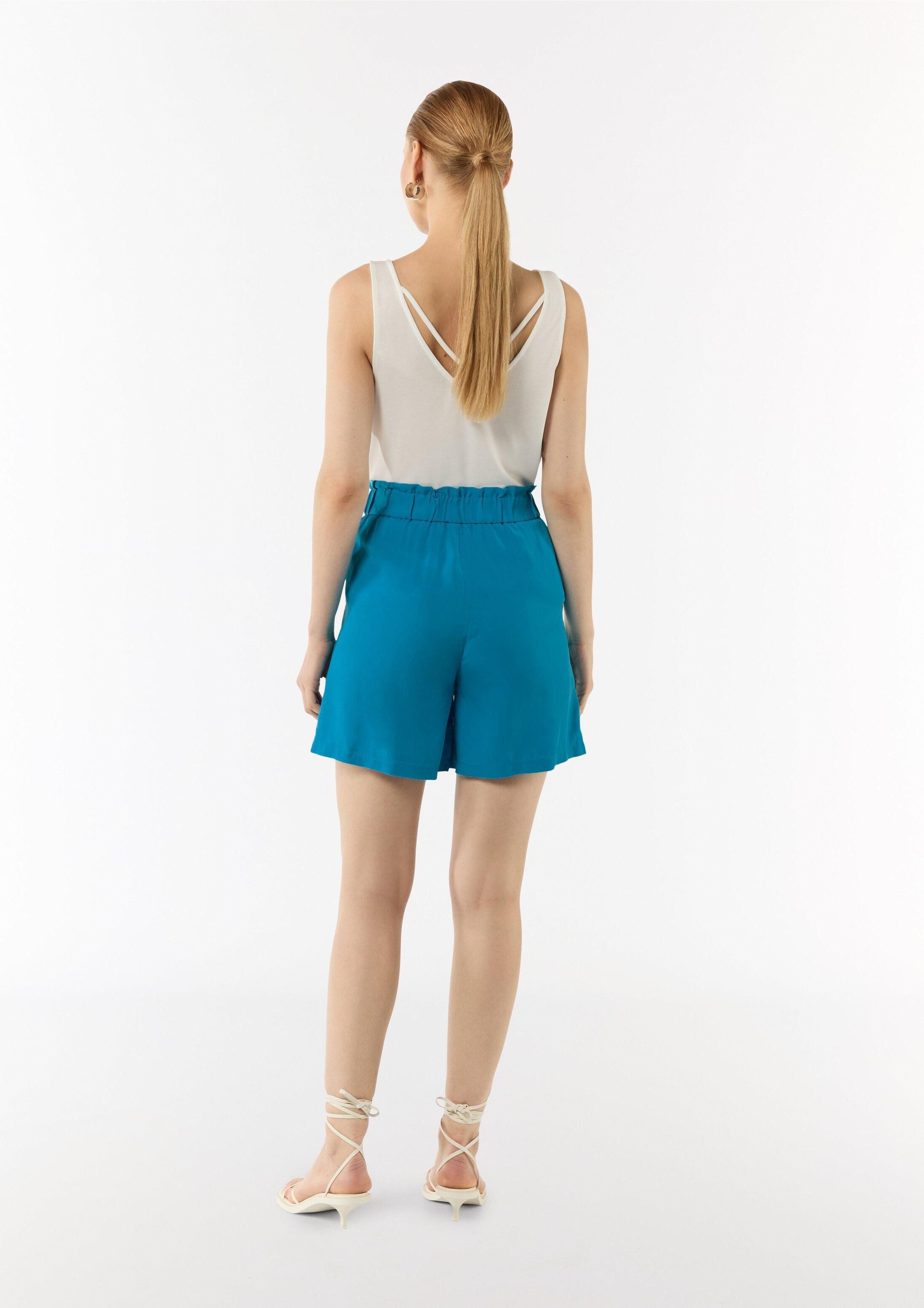 comma Shorts Short Leichte Shorts aus Lyocell mit Bindegürtel