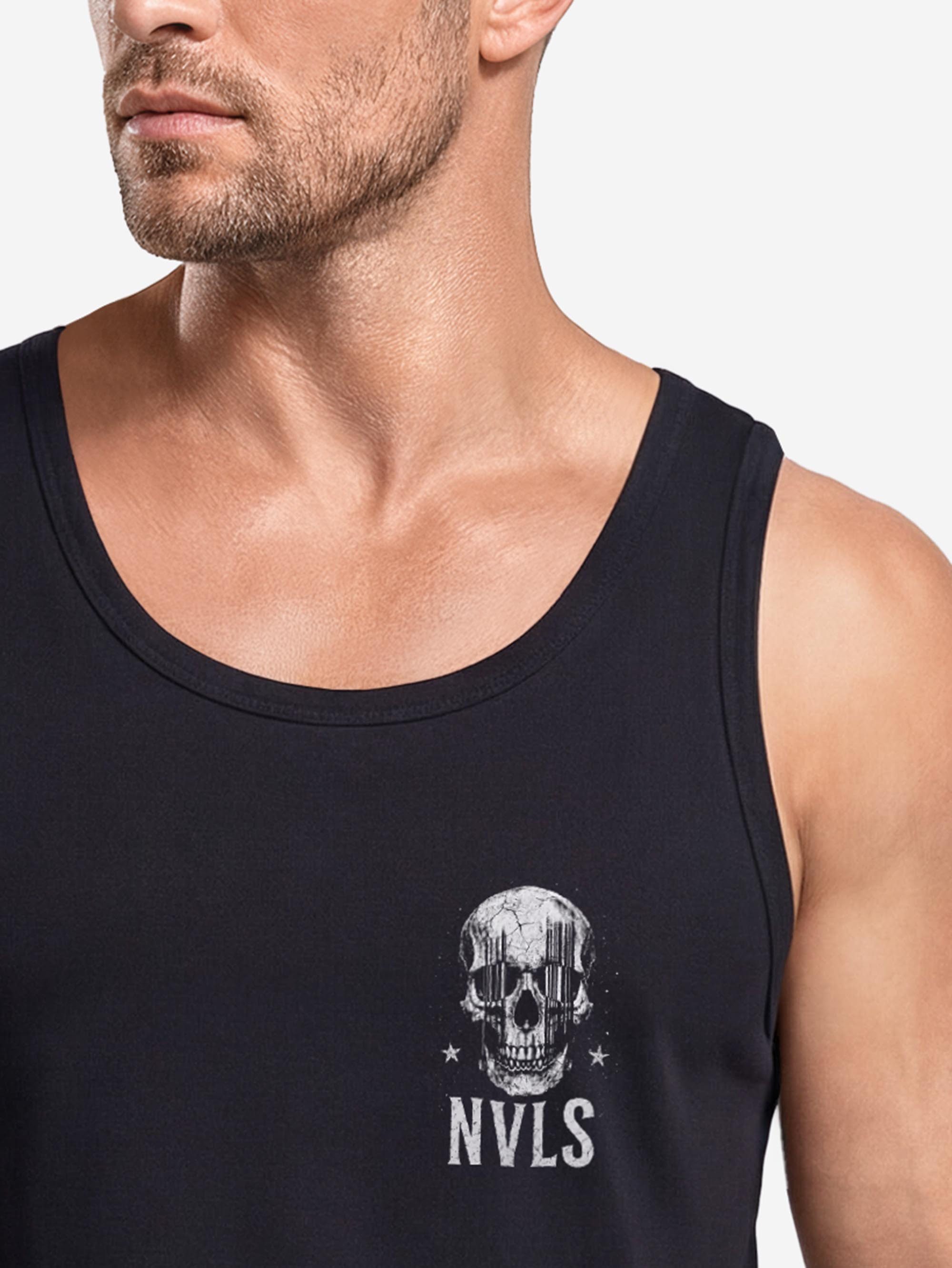 Neverless Tanktop Tanktop Herren mit Grafik-Print - Star Skull - Trägershirt Baumwolle mit Print – Bild 4 von 5