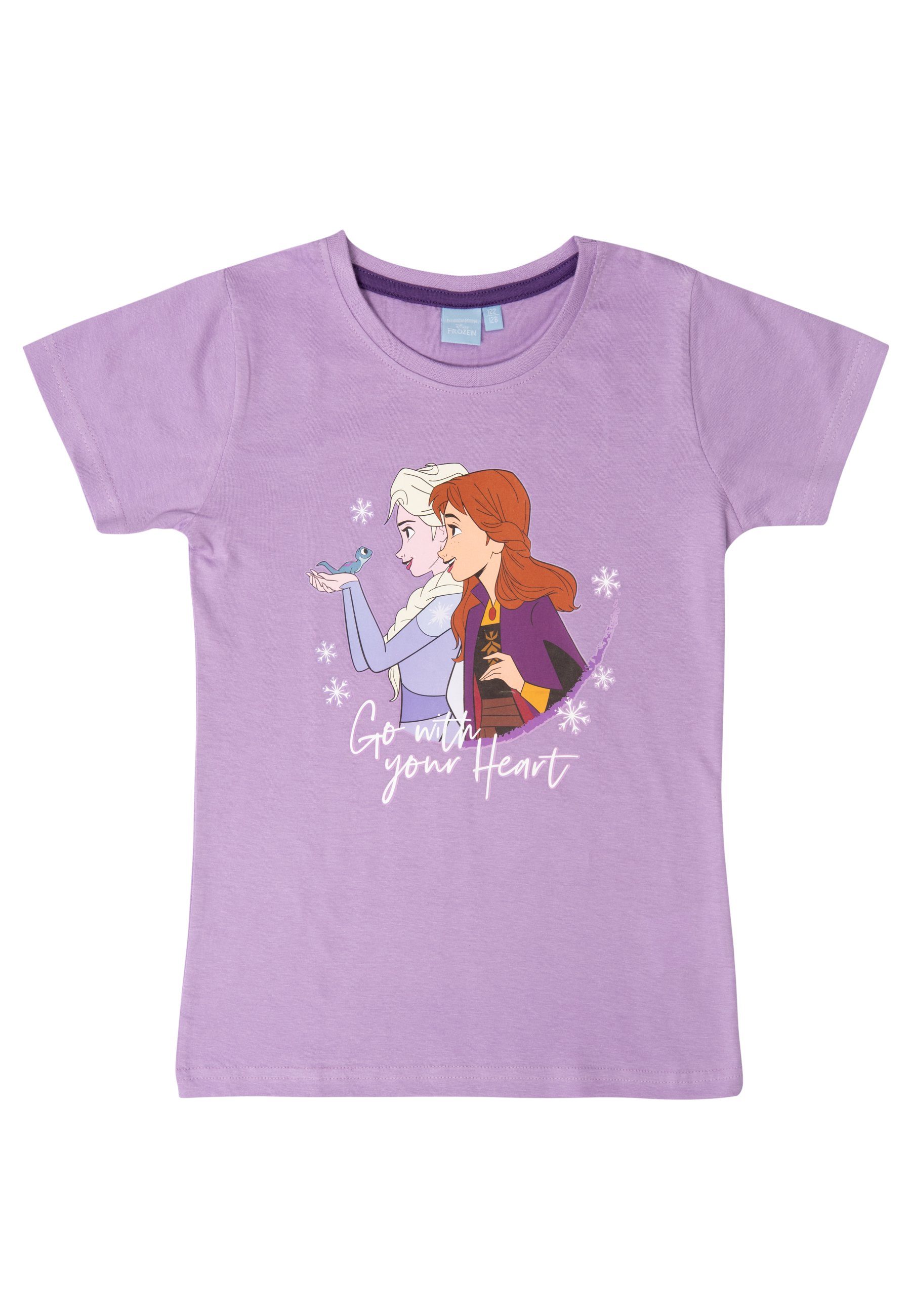 - Die Mädchen Disney Lila Schlafanzug Schlafanzug Labels® Kurzarm Eiskönigin United Frozen