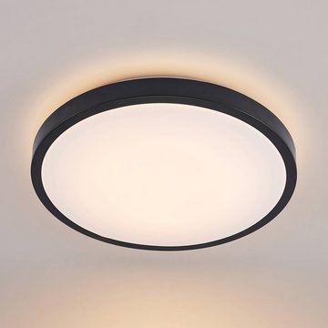 Lindby LED Deckenleuchte Villum, LED-Leuchtmittel fest verbaut, warmweiß, Modern, Eisen, Aluminium, Kunststoff, Schwarz matt, weiß, 1 flammig
