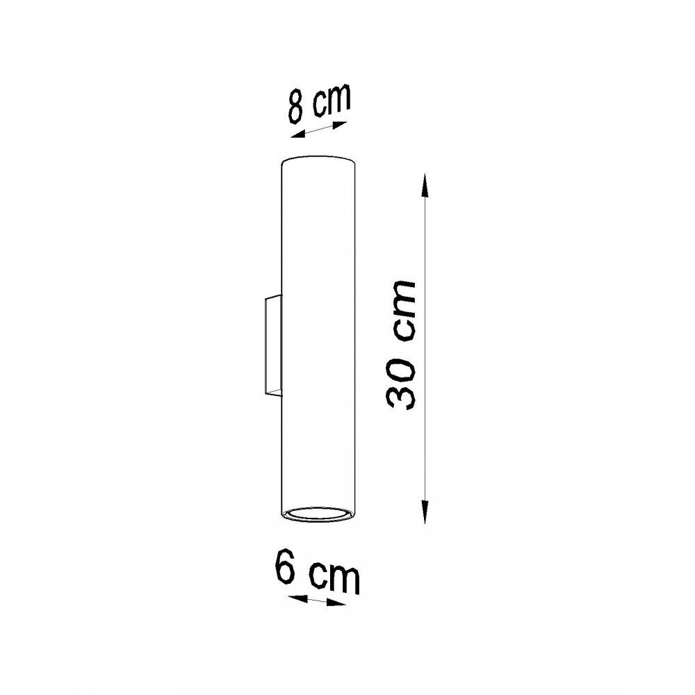 ca. 2x 2 Wandleuchte cm SOLLUX GU10, Wandleuchte Wandlampe 6x8x30 schwarz, lighting LAGOS