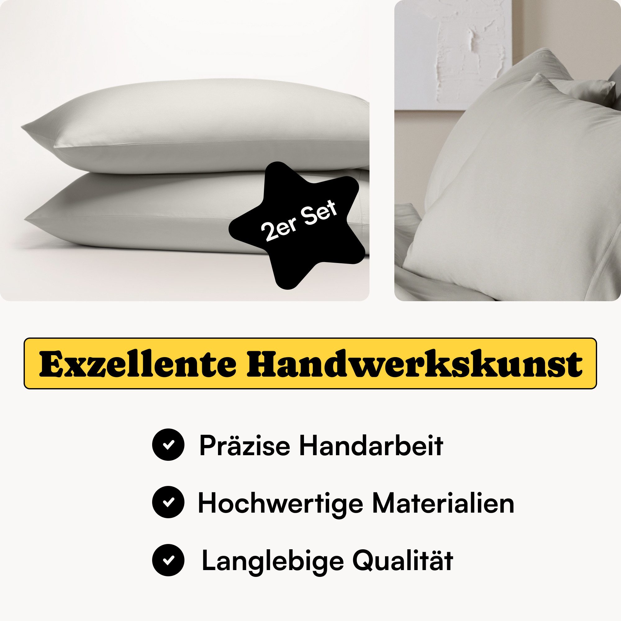 Seralino Kissenbezüge Mako Satin Kissenbezug (100% Bio Baumwolle) weich, ha günstig online kaufen
