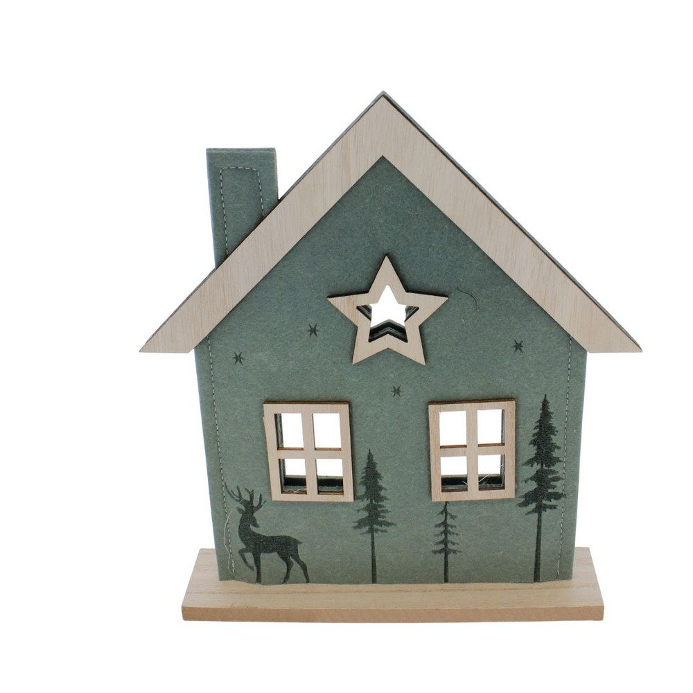 MICA Weihnachtsfigur Standdeko Waldhaus - grün/natur - ca. 23,5 x 5 x 26 cm günstig online kaufen