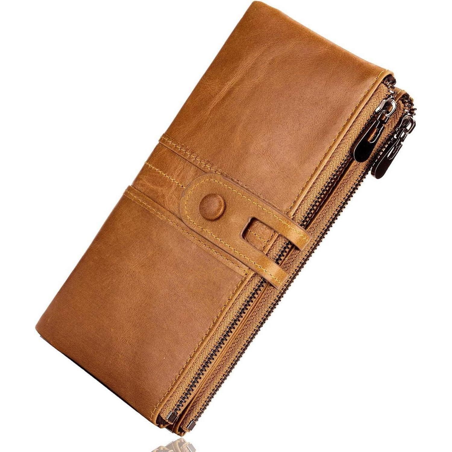 Gürteltasche Damen Geldbörse Vintage Leder RFID Schutz groß mit 13 Kartenfächer
