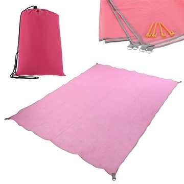 CEPEWA Strandtuch Stranddecke sandfrei pink 200x200cm Heringe Beutel