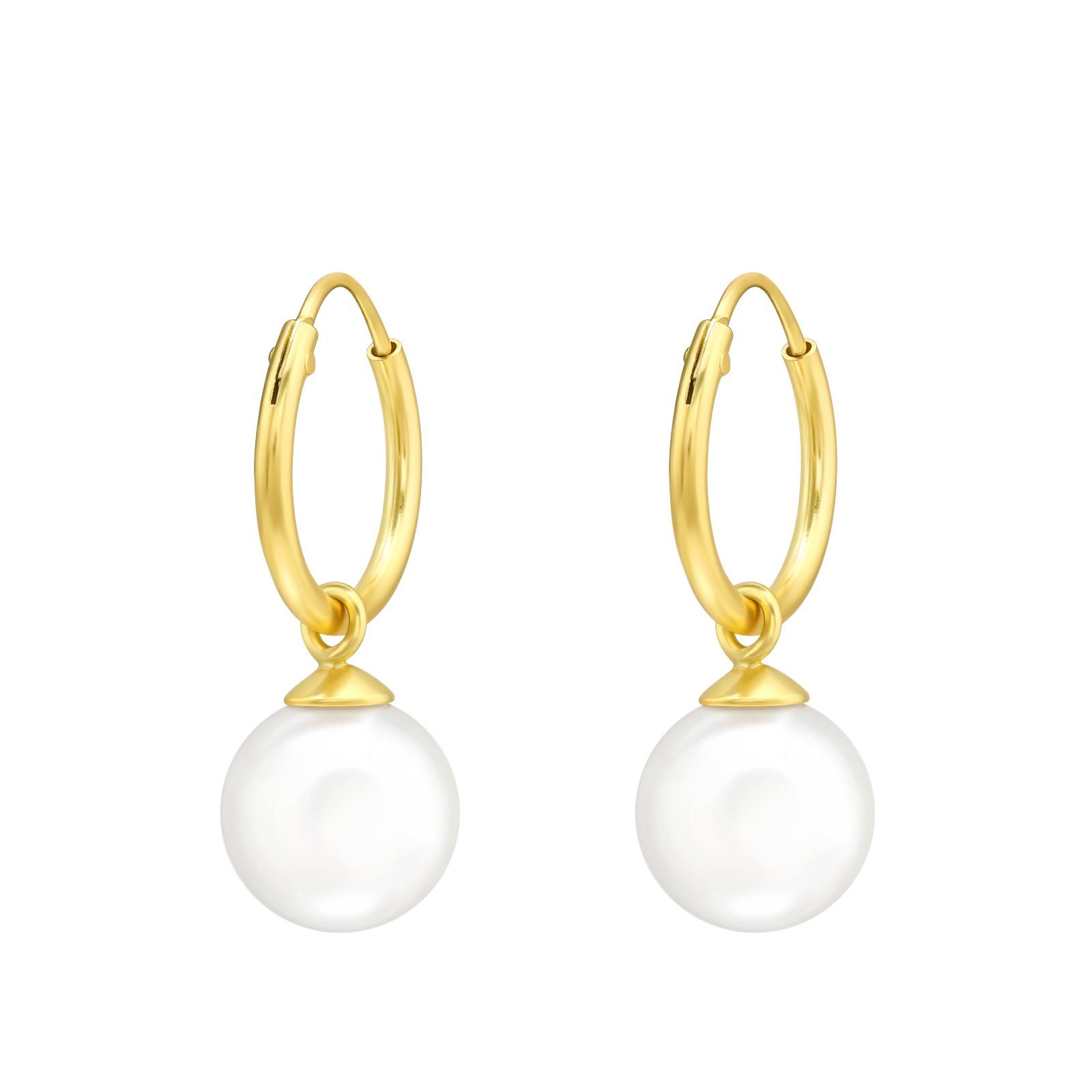 BUNGSA Creolen-Set Creolen goldfarben Damen Ohrringe (1 Ohrschmuck Paar Perle aus (2 Silber 2-tlg), mit 925 Stück)