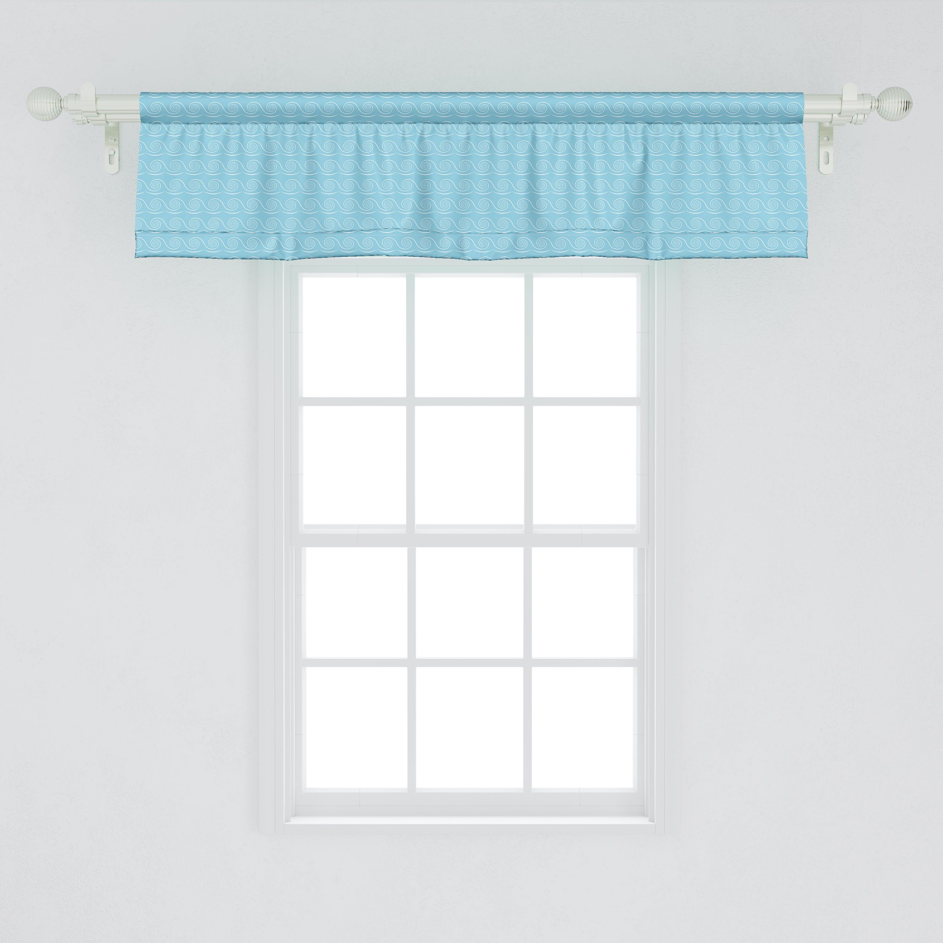 Scheibengardine Vorhang Volant für Weiche mit Stangentasche, Windende Microfaser, Wellen-Muster Schlafzimmer Abakuhaus, Blau Dekor Küche