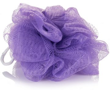 BRUBAKER Hautreinigungs-Set Beauty Geschenkset Lavendel & Holunderblüten Duft, 5-tlg., Damen Hanf Dusch- und Badeset mit Deko-Tablett aus Holz, Pflegeset für Frauen
