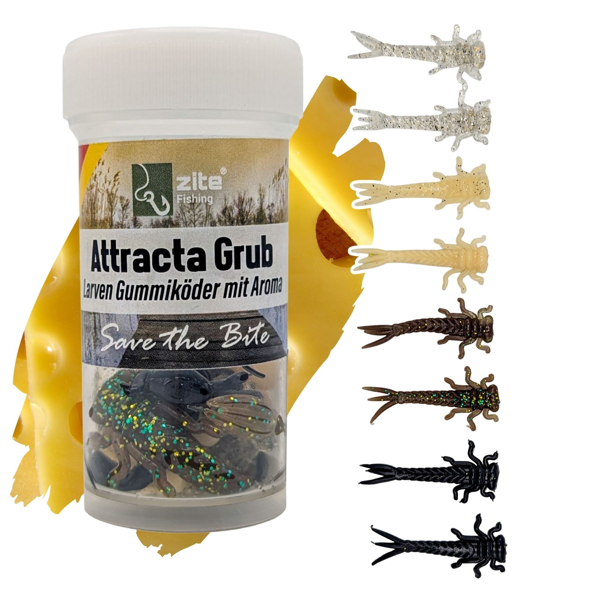 Kunstköder Gummiköder Forelle Attracta Grub 5cm Larvenimitat mit Aroma 8ST Köder