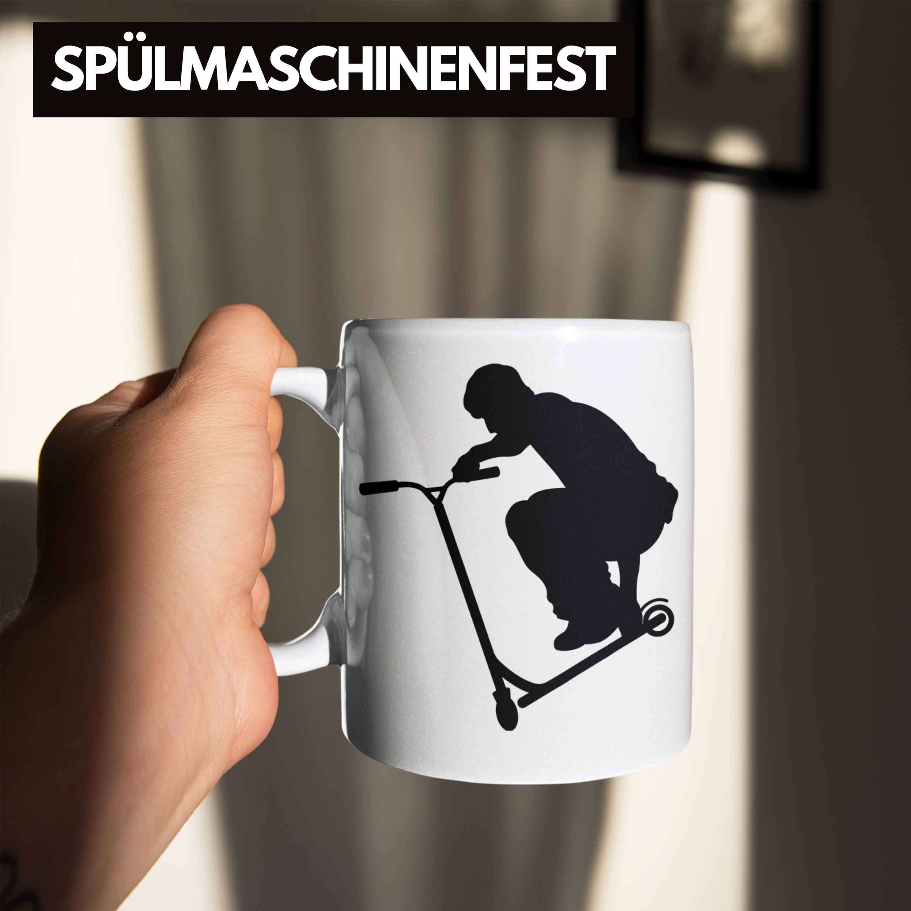 Trendation Trendation Tasse Geschenkidee Scooterfahrer Tasse Scooter - Weiss Stunt Scooting Roller Profi Geschenkidee Fahrer Scooterfahrer Jungs Geschenk