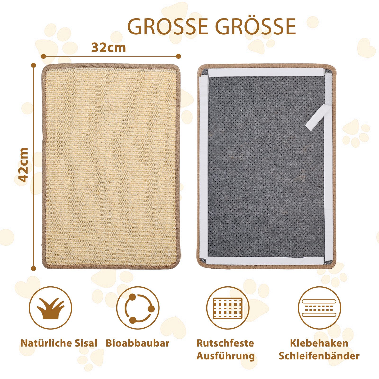 nobleza Kratzmatte 2 Stück Kratzmatte Katze Sisal Kratzbretter Katzen