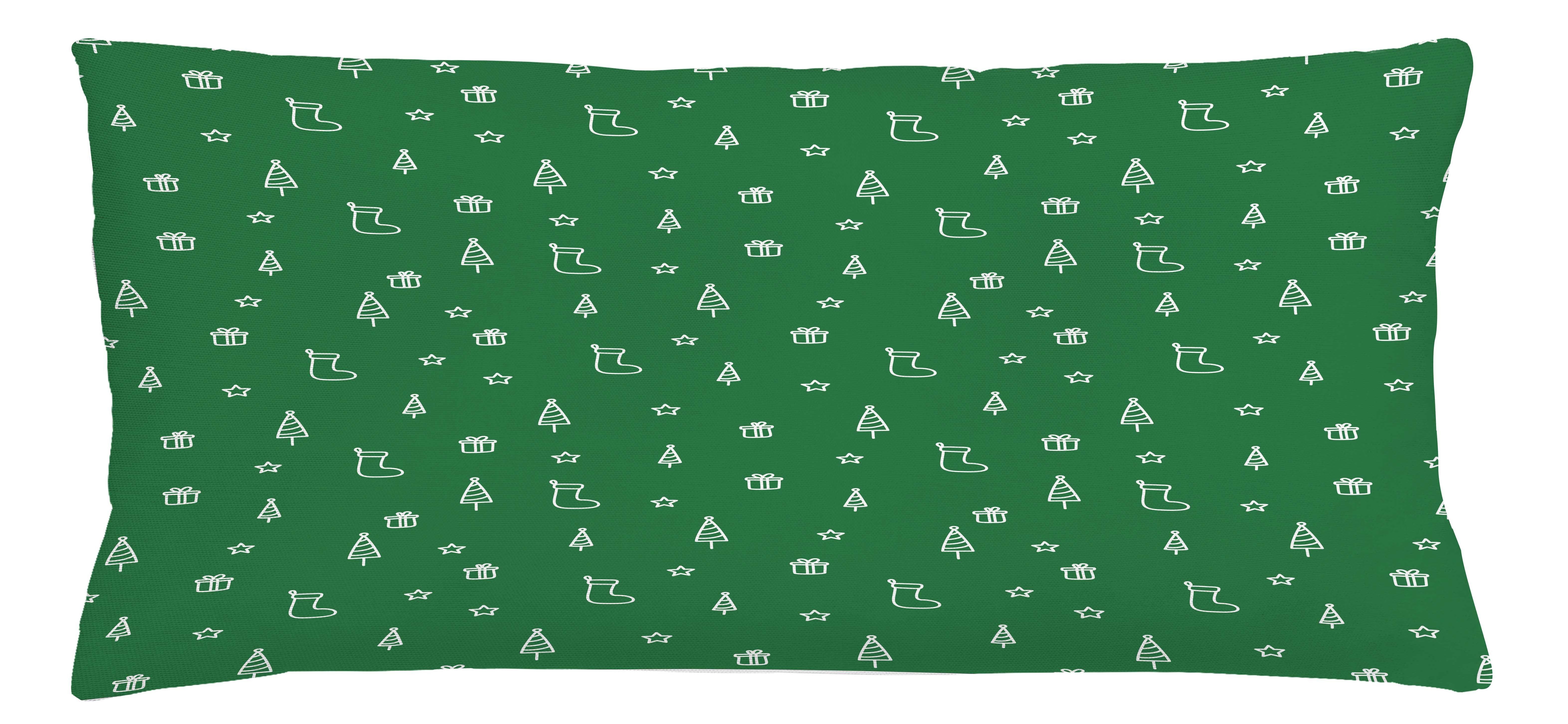 Kissenbezüge Reißverschluss Kissenhülle mit Farbfesten Farben Beidseitiger Druck, Abakuhaus (1 Stück), Grünes Weihnachten Socken-Baum Stern Geschenk-Kunst