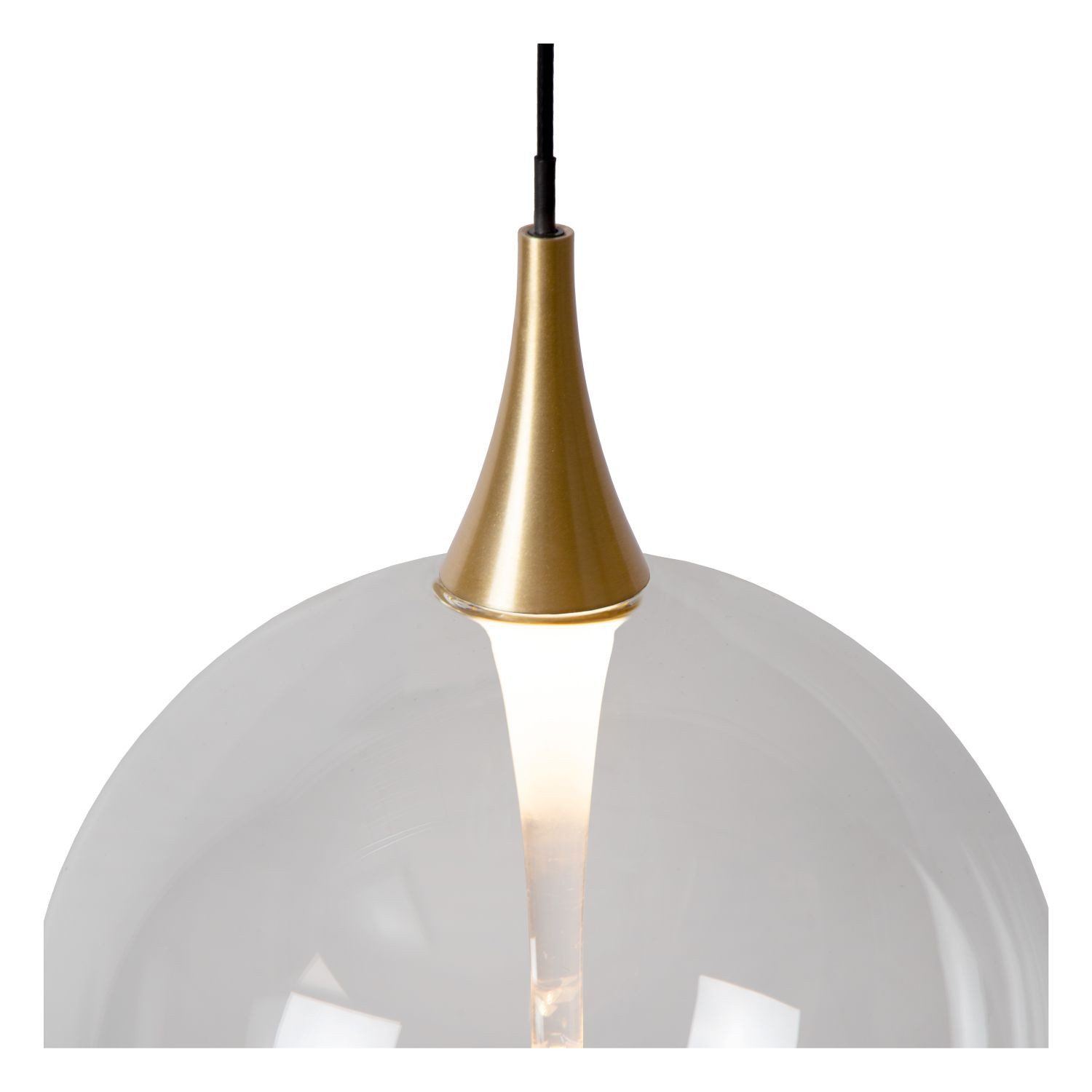 Licht-Erlebnisse Pendelleuchte WERIN, LED fest integriert, Warmweiß, LED Glas Metall H: max. 150 cm Schwarz Kugelschirm 2700 K warmweiß