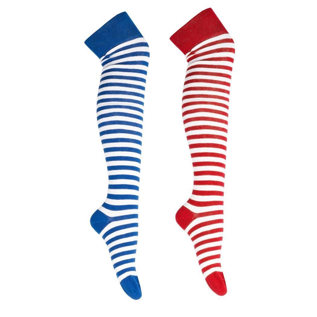 Goldschmidt Kostüme Kniestrümpfe Overknees rot + blau weiß günstig online kaufen