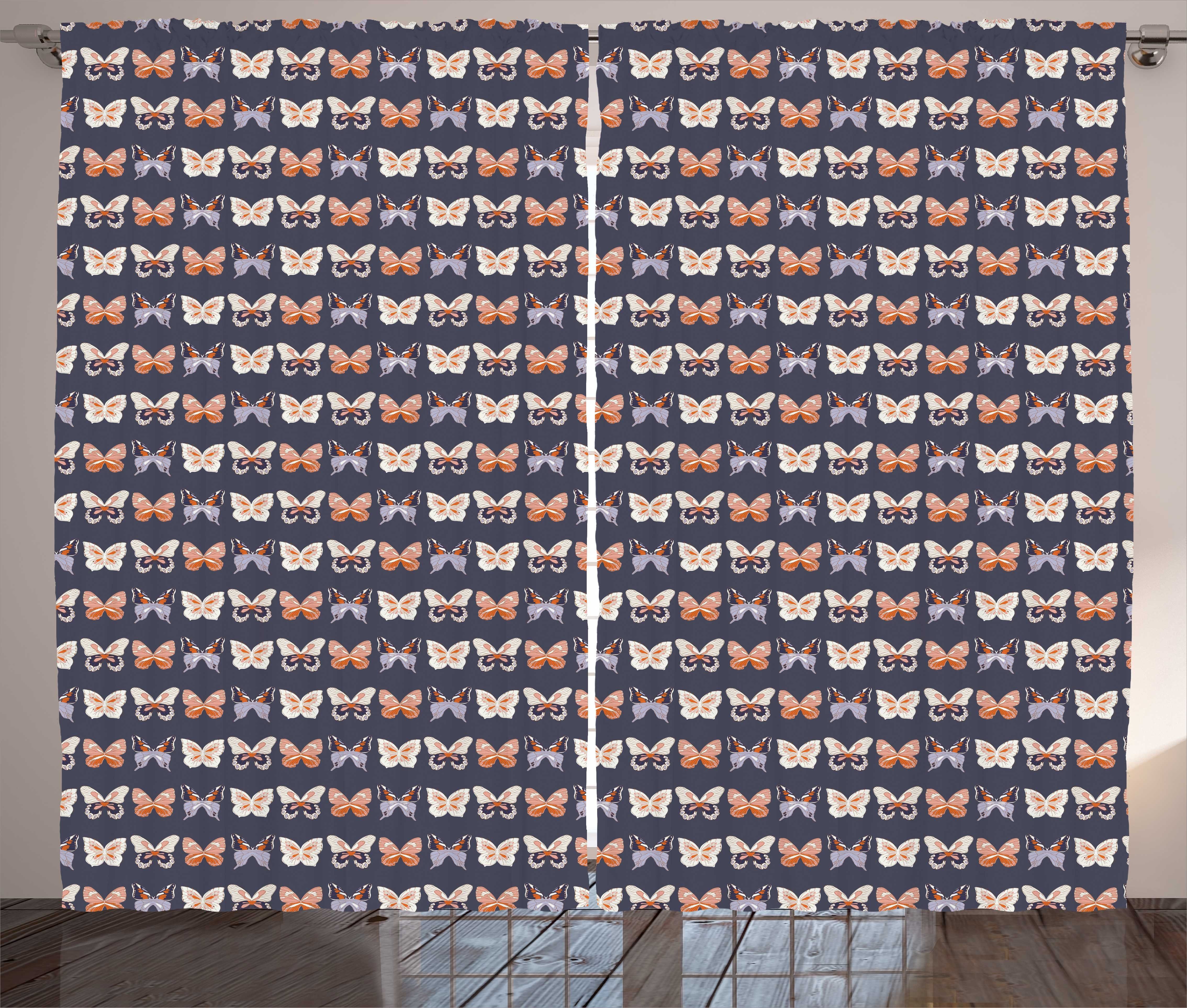 Schlafzimmer Schmetterlinge und Abakuhaus, Haken, Insekten Gardine Kräuselband mit Vorhang Schlaufen