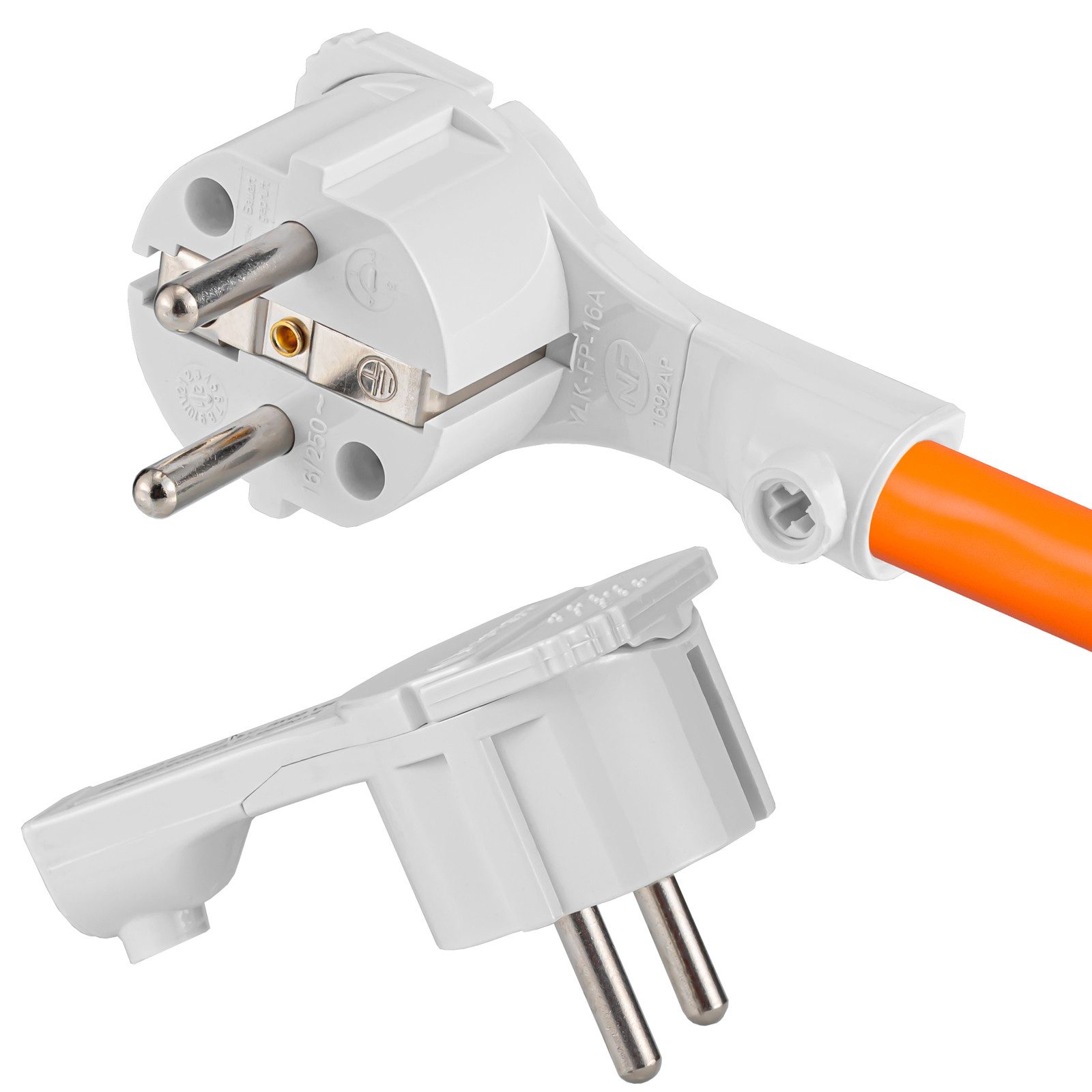 HB-DIGITAL Schuko-Stecker hb-digital Schutzkontaktstecker für NYM Kabel flaches Winkelstecker, flach