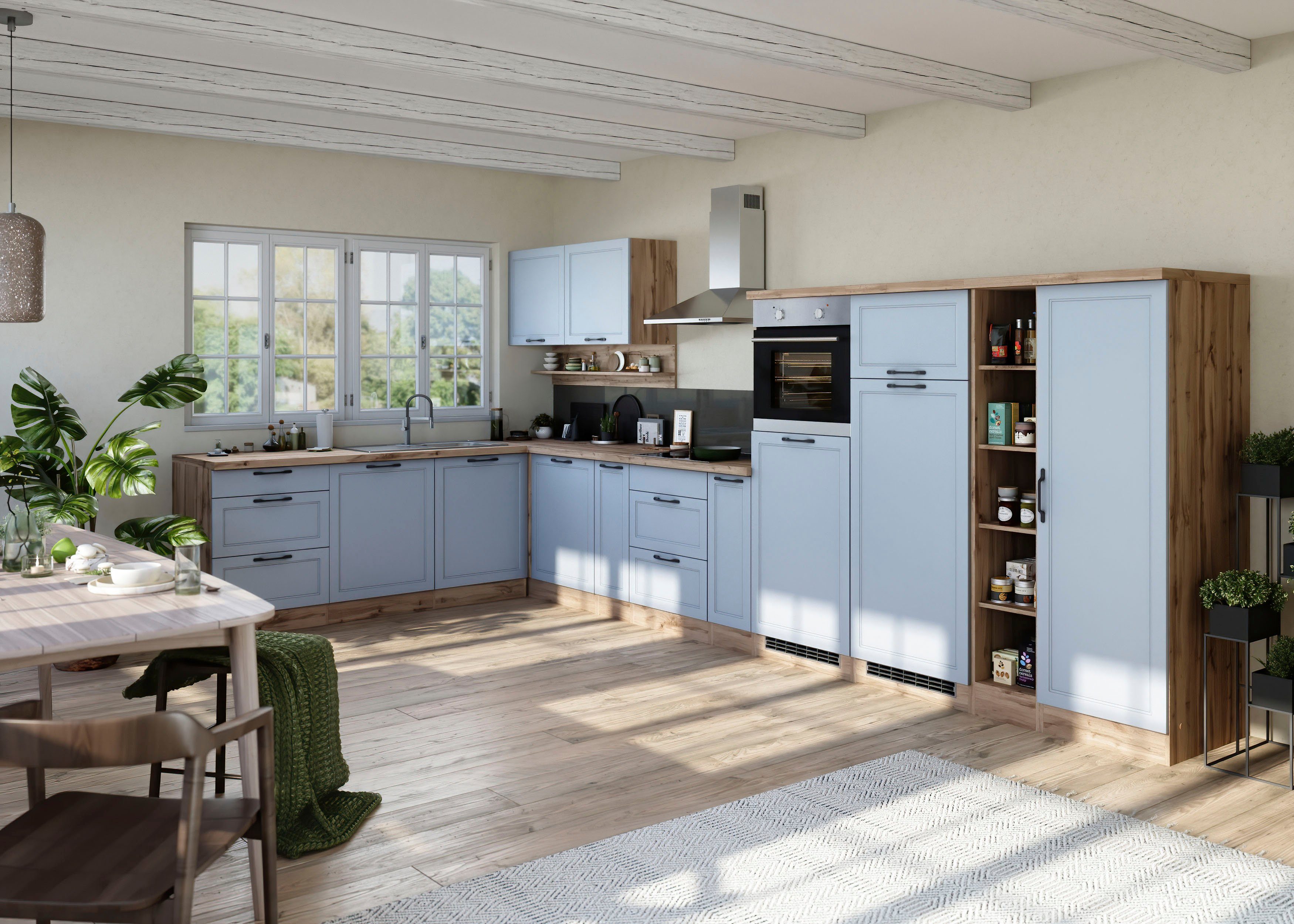 KOCHSTATION Winkelküche KS-Lana, Stellbreite 240/440 cm, wahlweise mit E-Geräten