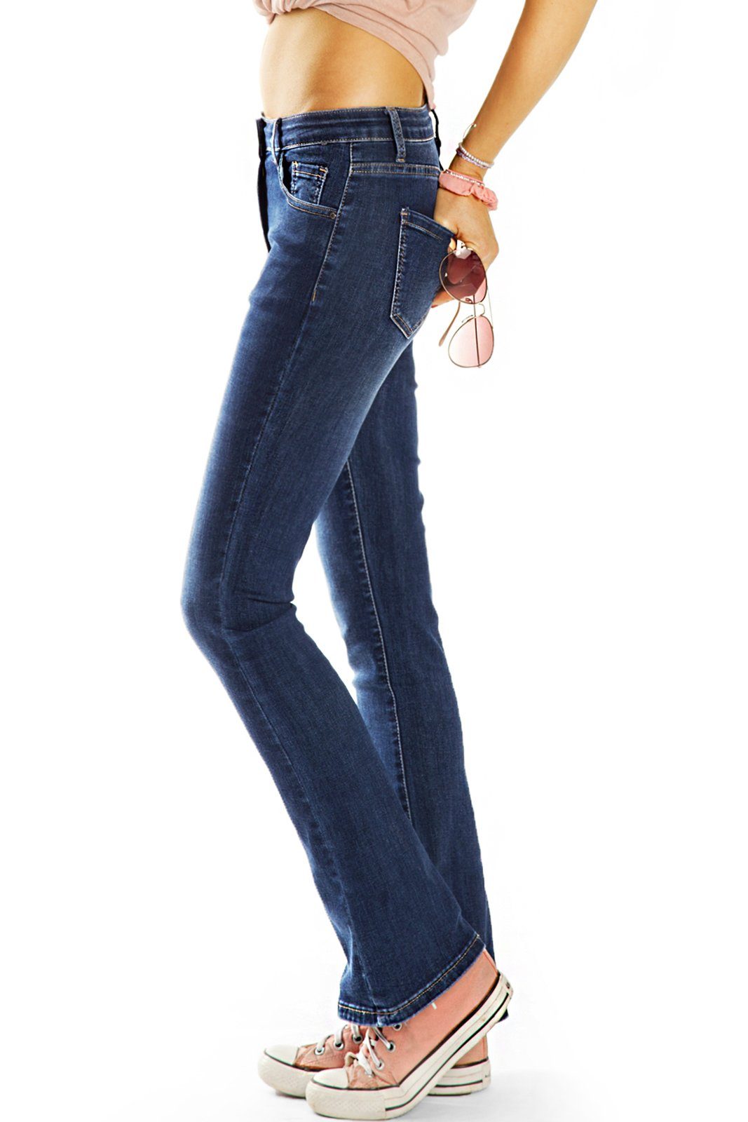 be styled Bootcut-Jeans Damen Bootcut Slim Stretch-Anteil, j8L mit Beinform ausgestellte - Leibhöhe Jeans Jeans Bootcut mit 5-Pocket-Style, normaler