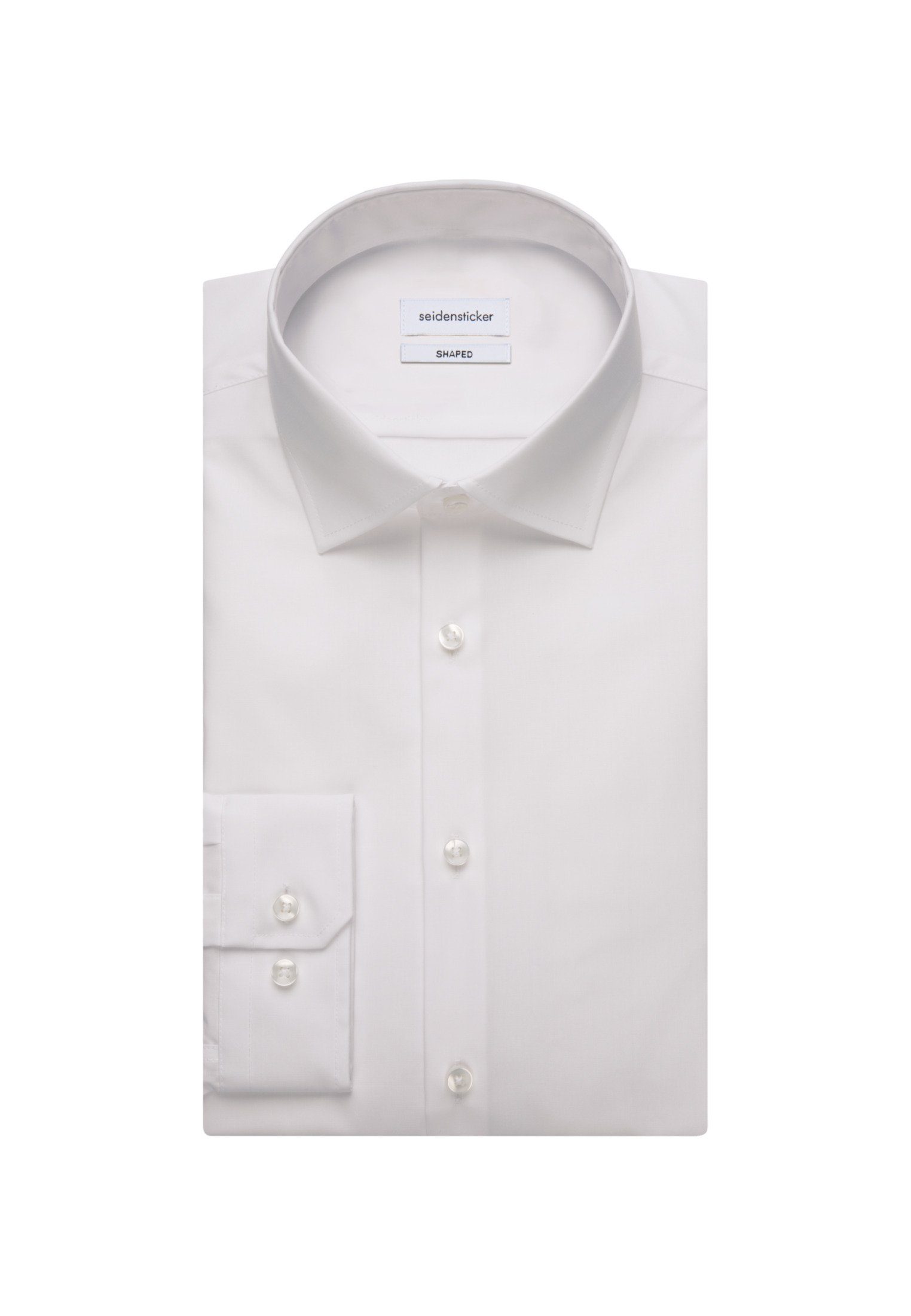 Shaped seidensticker Uni Businesshemd Langarm Weiß Kentkragen Shaped