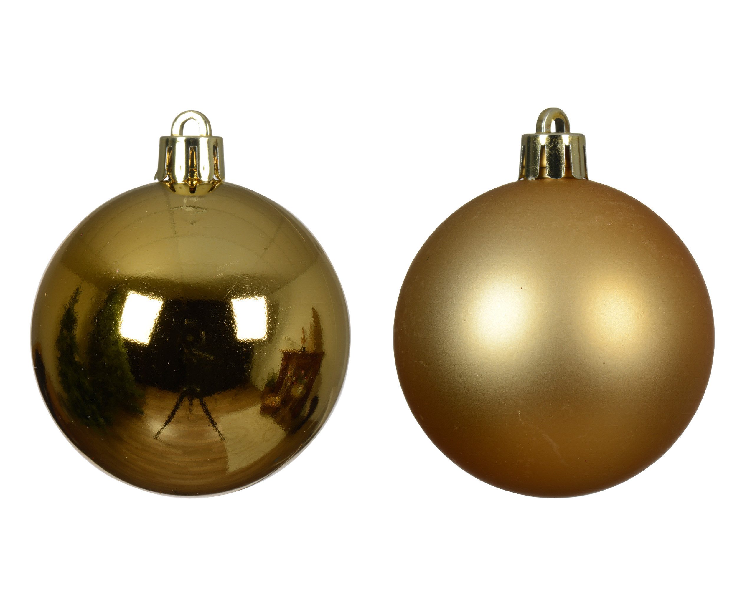 Kaemingk Weihnachtsbaumkugel, Weihnachtskugeln Kunststoff 10cm 4 Stück - Hellgold