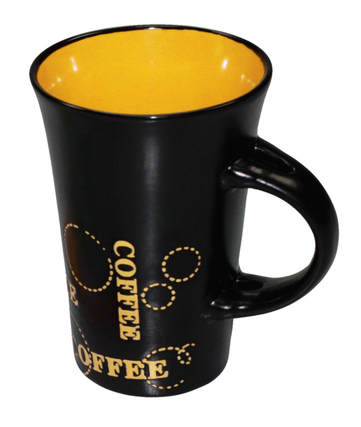 Kaffeebecher Haus Geschirr-Set Gelb bunt Keramik Kaffeetasse schwarz Tasse XL Keramik passend und Deko Becher (1-tlg),