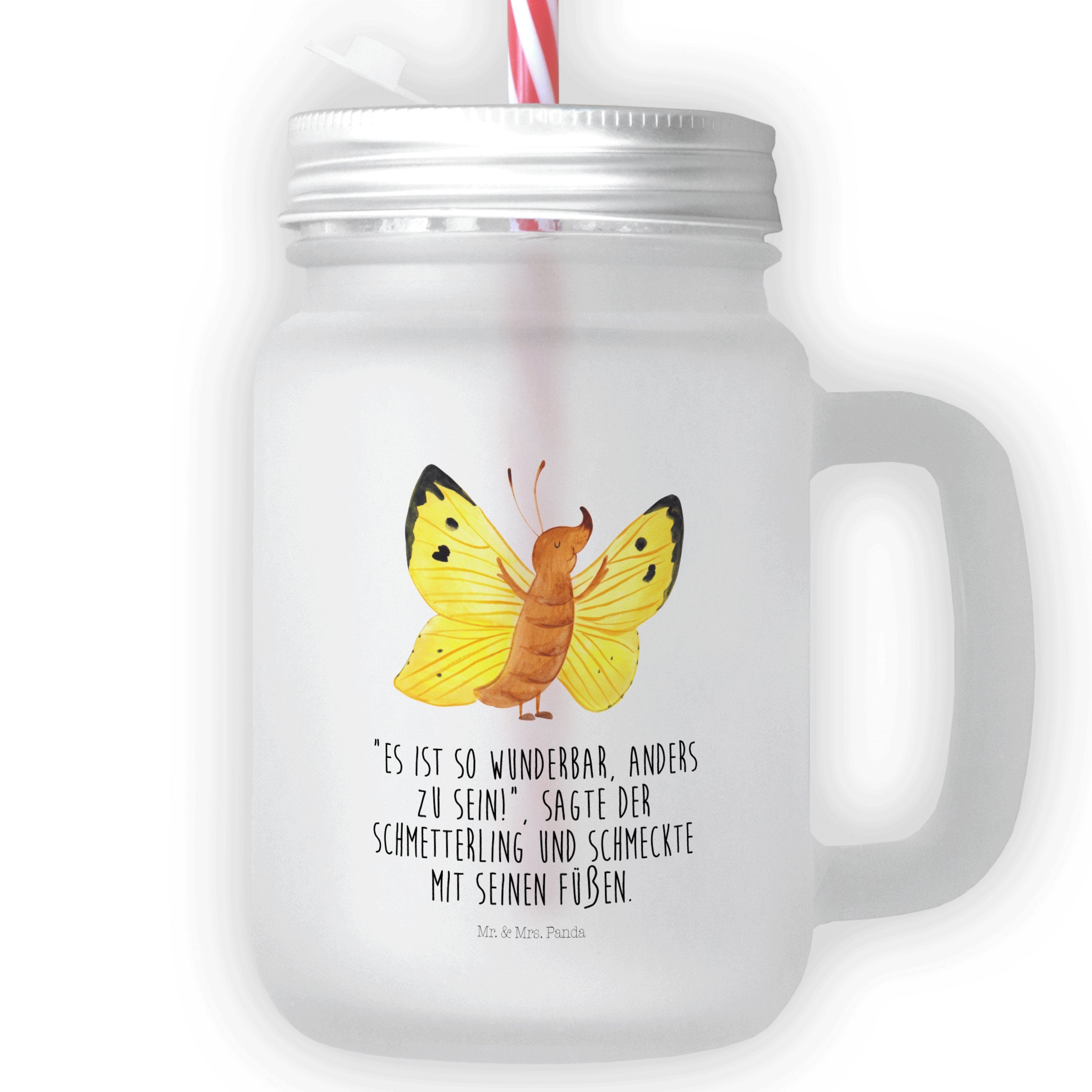 Mr. & Mrs. Panda Glas Schmetterling Zitronenfalter - Transparent - Geschenk, Tiere, Gute La, Premium Glas