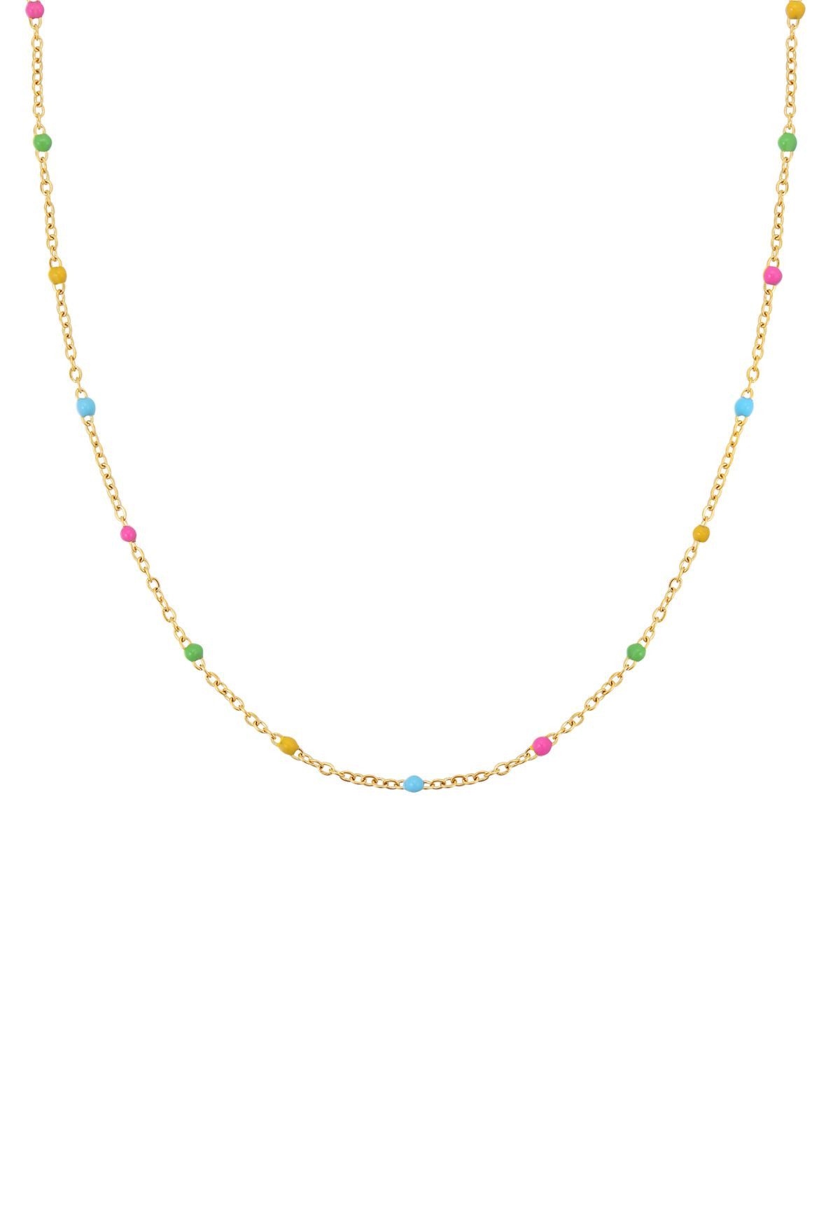 Hey Happiness Charm-Kette Farbharmonie, wasserfeste Halskette, Farbfrohe Edelstahl Kette Damen mit bunten Perlen
