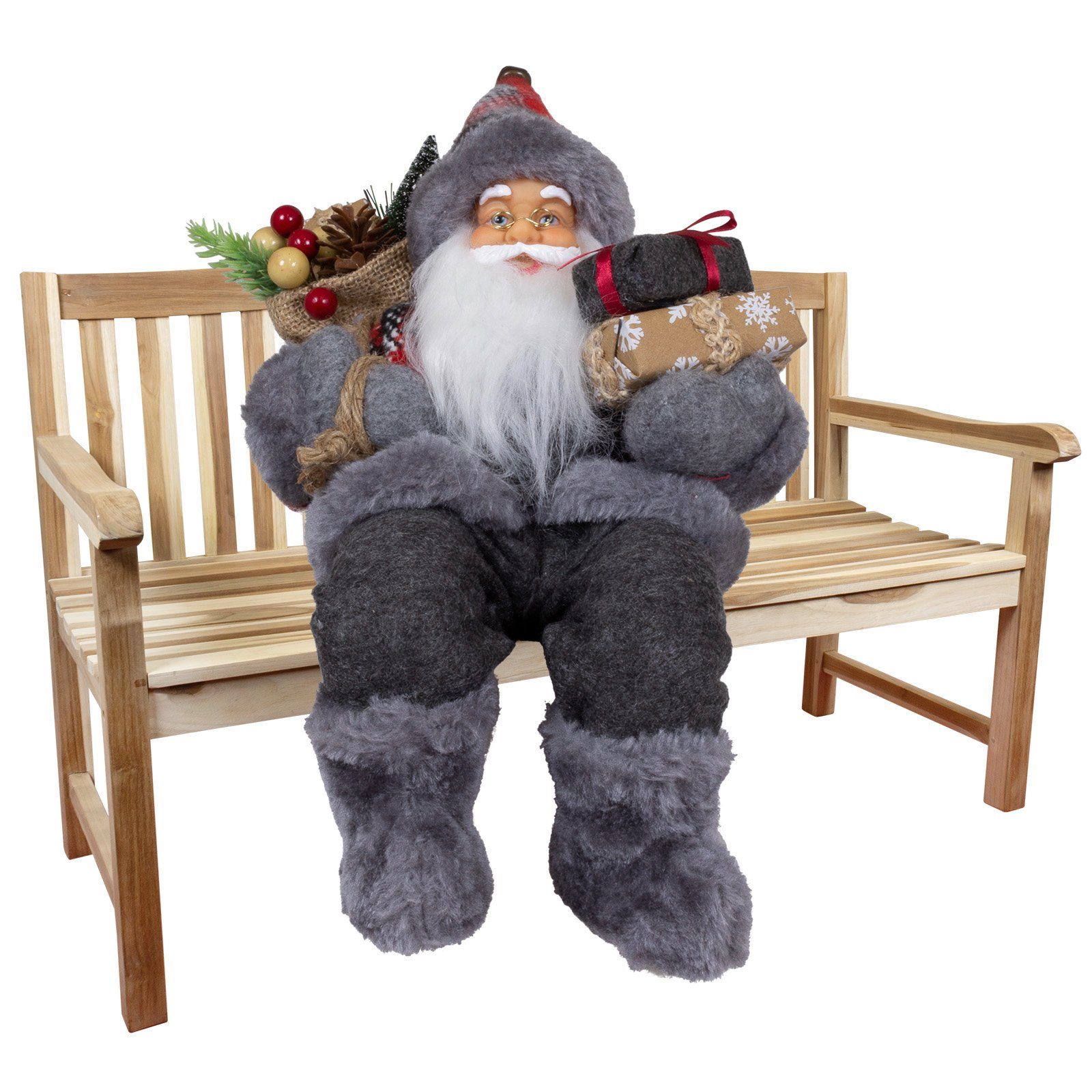 Christmas Paradise Weihnachtsmann Finn 45cm / 30cm, sitzend (Dekofigur grau günstig online kaufen