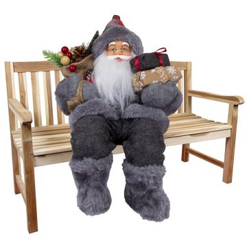 Christmas Paradise Weihnachtsmann Finn 45cm / 30cm, sitzend (Dekofigur grau, 1 St., Weihnachtsdeko), Kantenhocker zum Hinsetzen